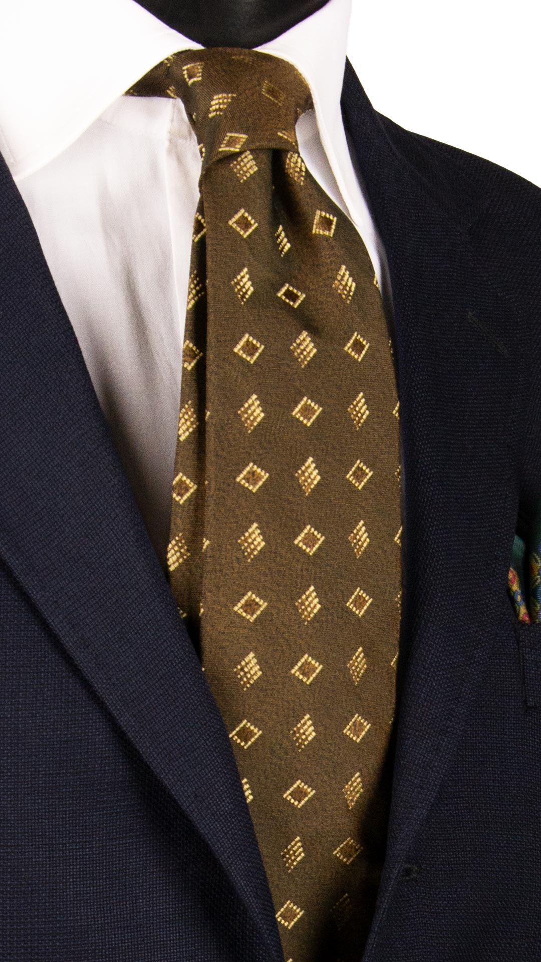 Cravatta-di-Seta-Verde-Oliva-Blu-Cangiante-Fantasia-Beige-7084