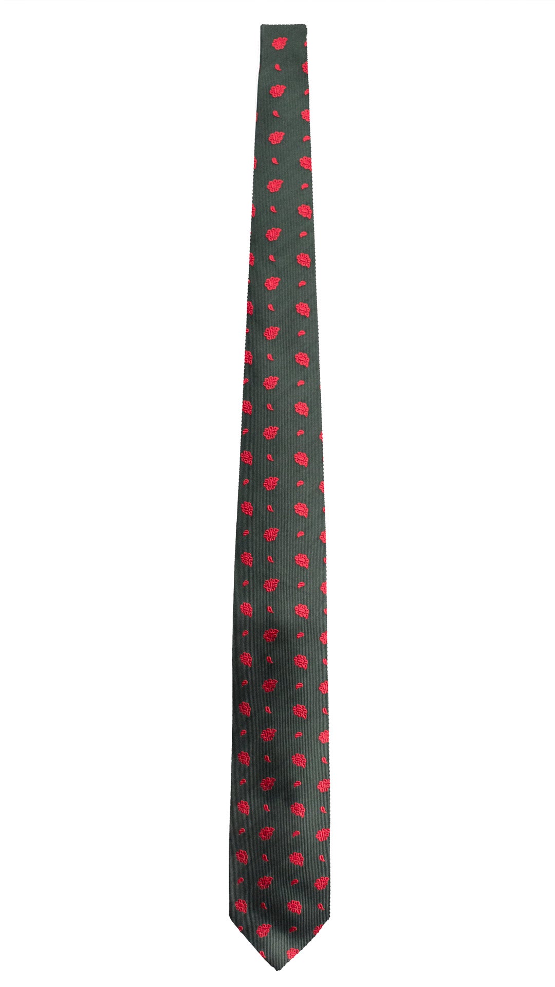 Cravatta di Seta Verde Paisley Rosso 2179 Graffeo Cravatte Made in Italy Intera