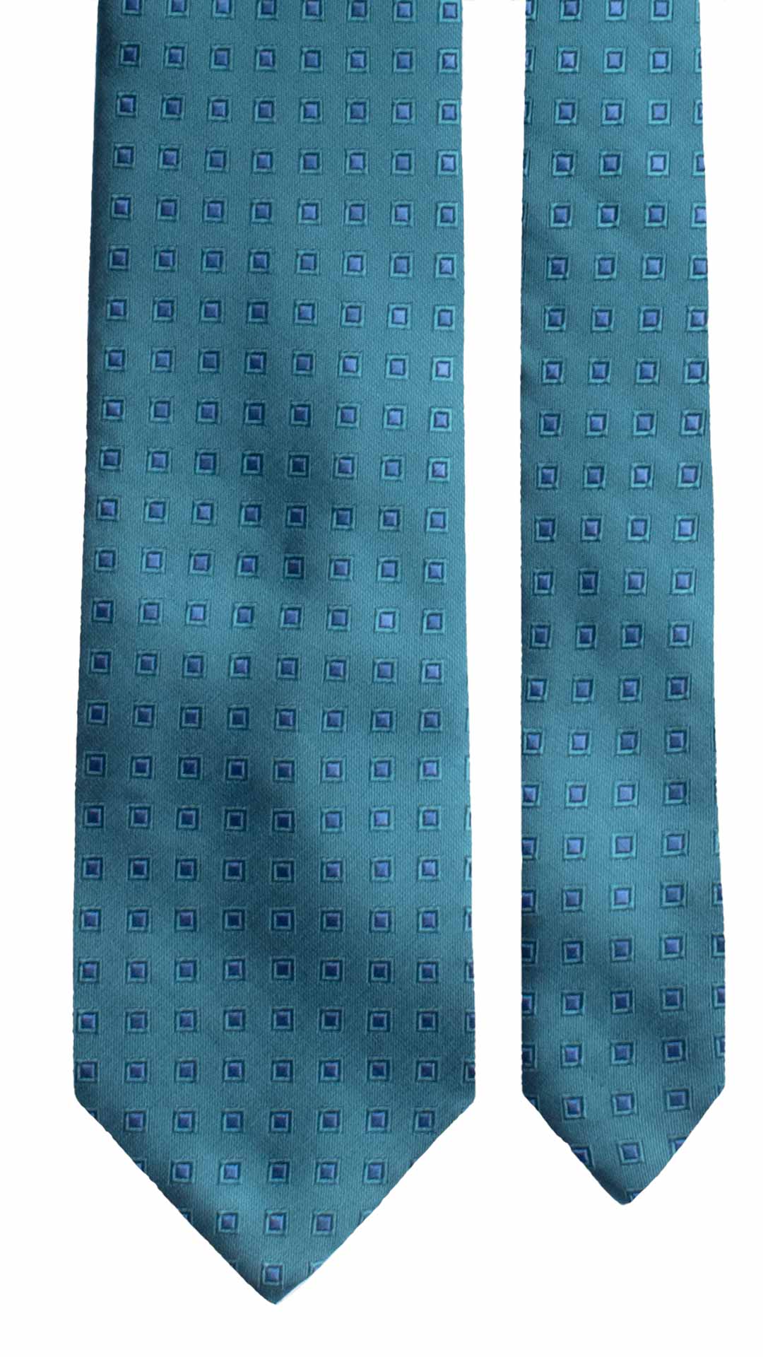 Cravatta di Seta Verde Petrolio Fantasia Bluette 1946 Graffeo Cravatte Made in Italy Pala