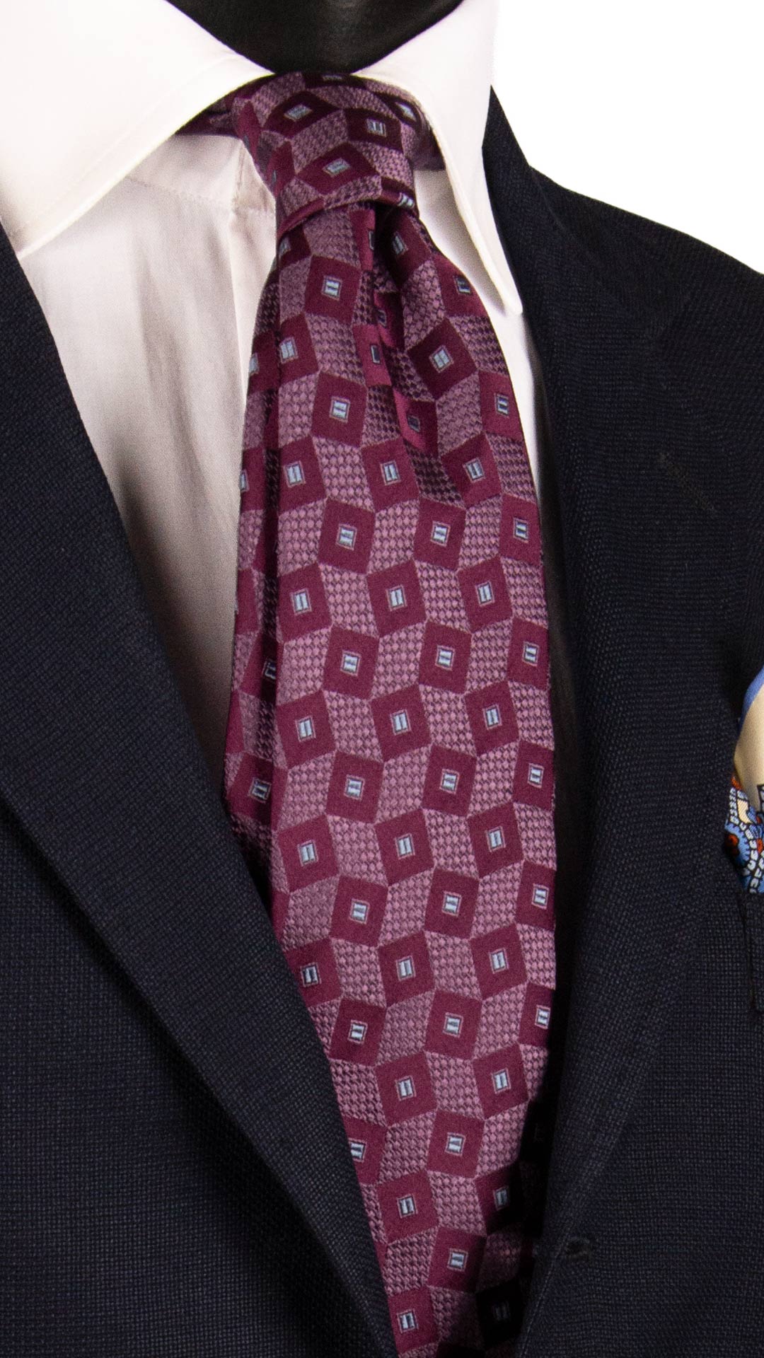 Cravatta di Seta Viola Fantasia Tono su Tono Celeste AN7229 Graffeo Cravatte Made in Italy