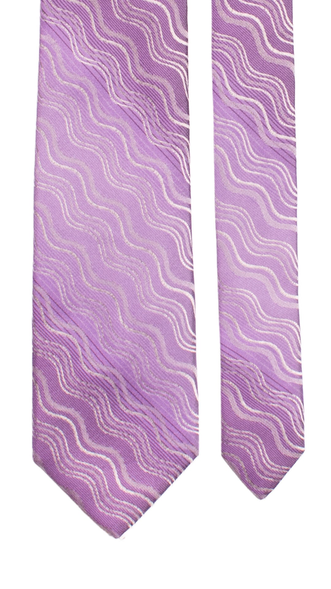 Cravatta di Seta Viola Lilla Fantasia Grigia 7218 Graffeo Cravatte Made in Italy Pala