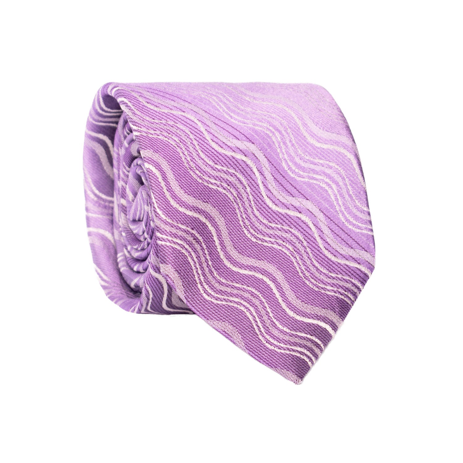 Cravatta di Seta Viola Lilla Fantasia Grigia 7218 Graffeo Cravatte Made in Italy Rotolo