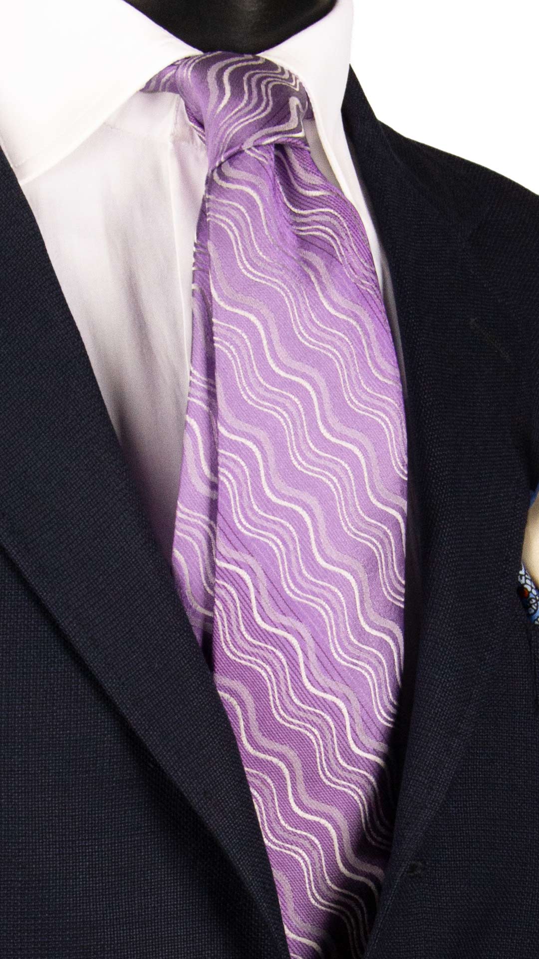 Cravatta di Seta Viola Lilla Fantasia Grigia 7218 Graffeo Cravatte Made in Italy