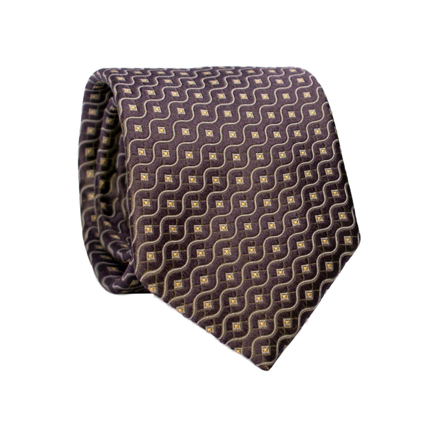 Cravatta di Seta Viola Verde Cangiante Fantasia Grigia Gialla 7269 Graffeo Cravatte Made in Italy Rotolo