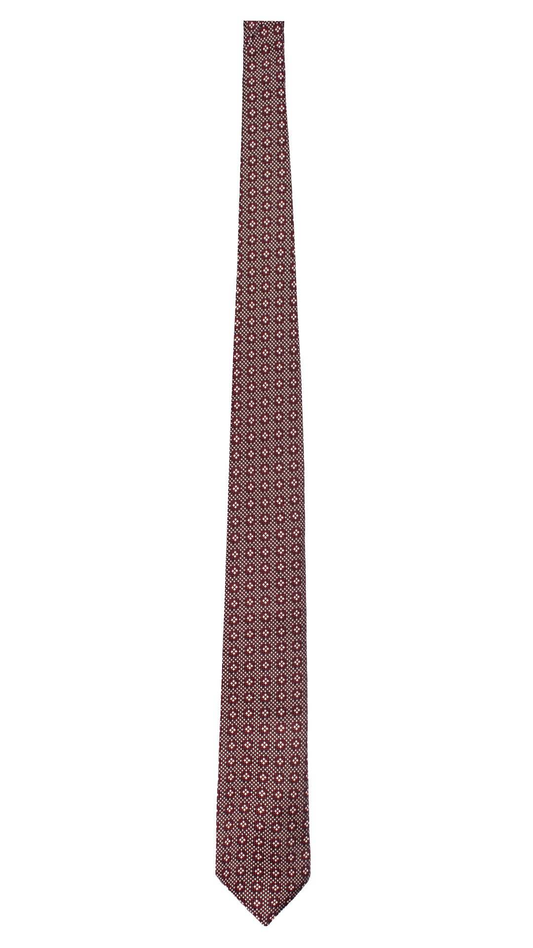 Cravatta di Seta Bordeaux Fantasia Nero Bianco AN7432 Made in Italy Graffeo Cravatte Intera