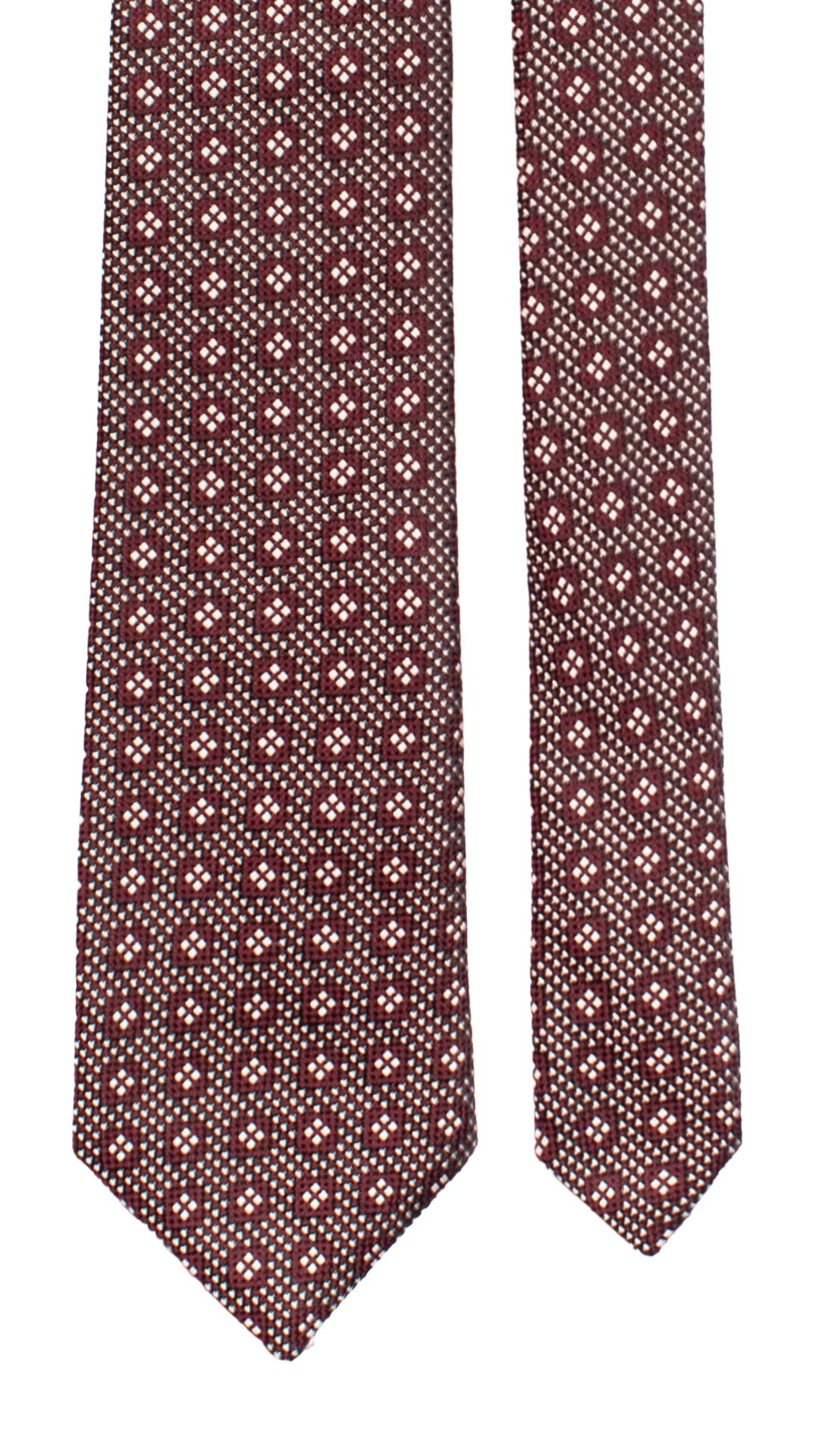 Cravatta di Seta Bordeaux Fantasia Nero Bianco AN7432 Made in Italy Graffeo Cravatte Pala