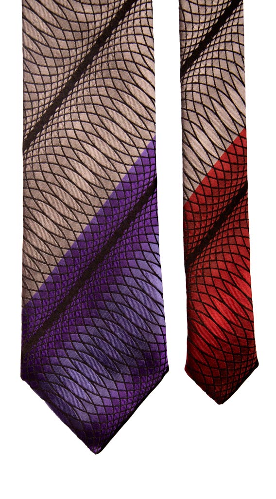 Cravatta di Seta a Righe Multicolor Made in Italy Graffeo Cravatte Pala
