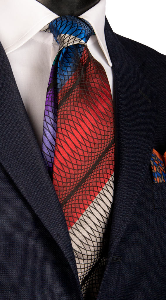 Cravatta di Seta a Righe Multicolor Made in Italy Graffeo Cravatte