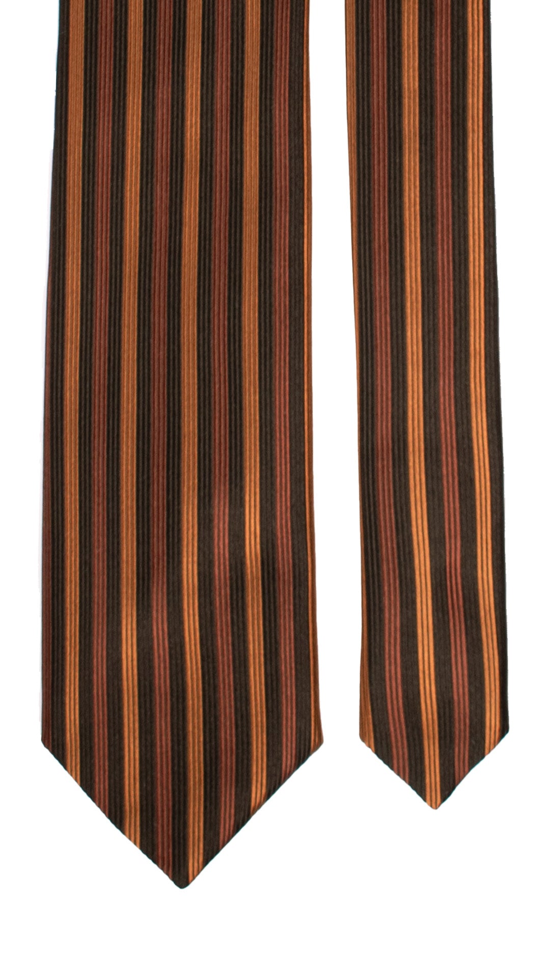 Cravatta di Seta con Riga Verticale Nera Marrone Ruggine 7362 Graffeo Cravatte Made in Italy Pala