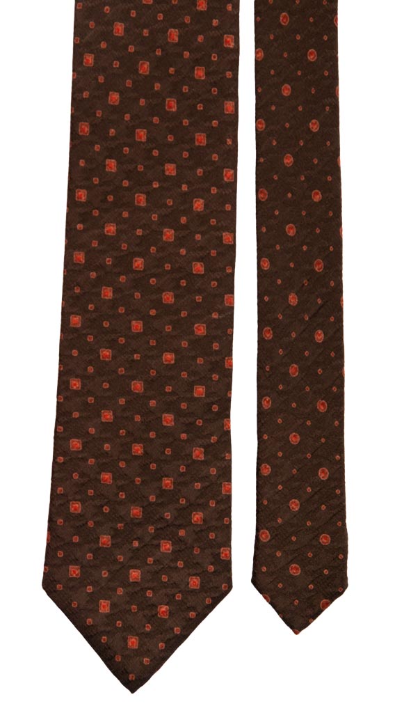 Cravatta in Crepe di Seta Marrone Fantasia Ruggine 6901 Pala