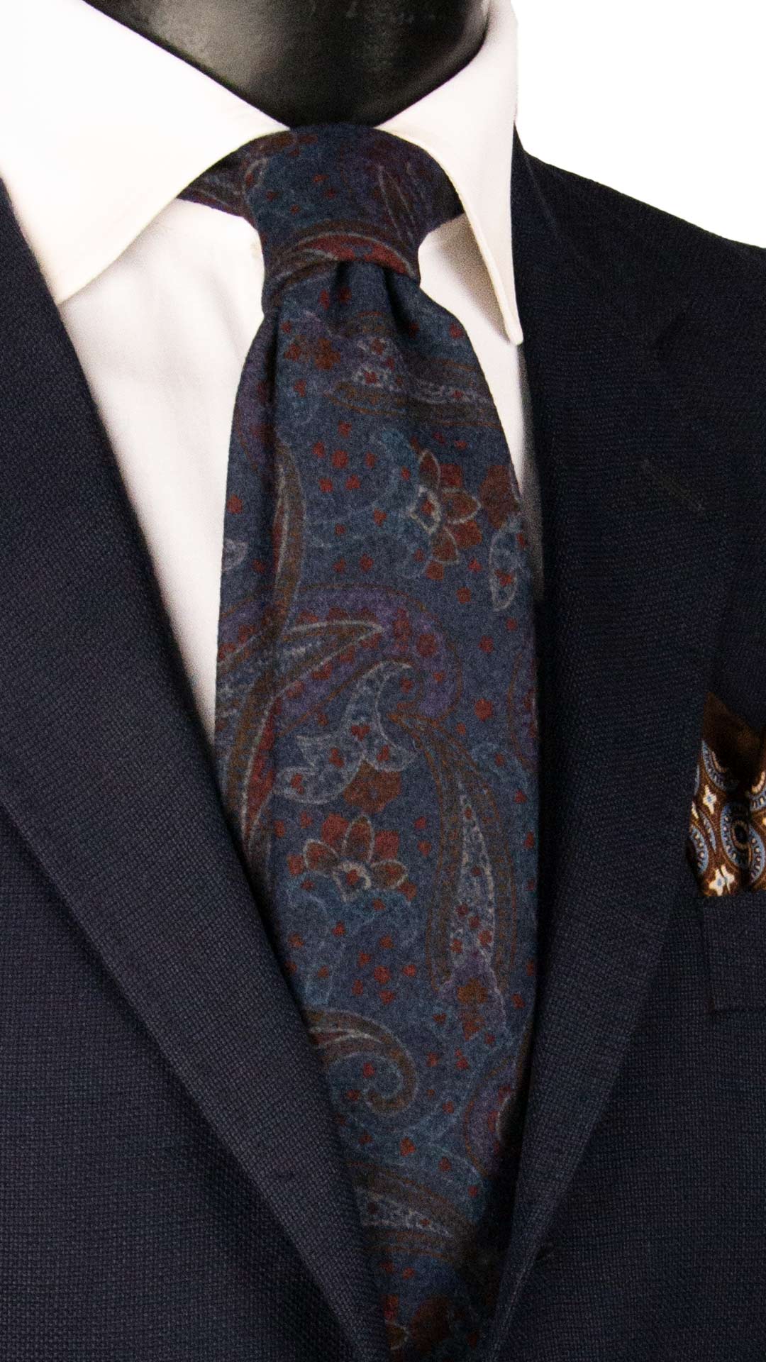 Cravatta di Lana Blu Paisley Multicolor L1219 Made in Italy Graffeo Cravatte