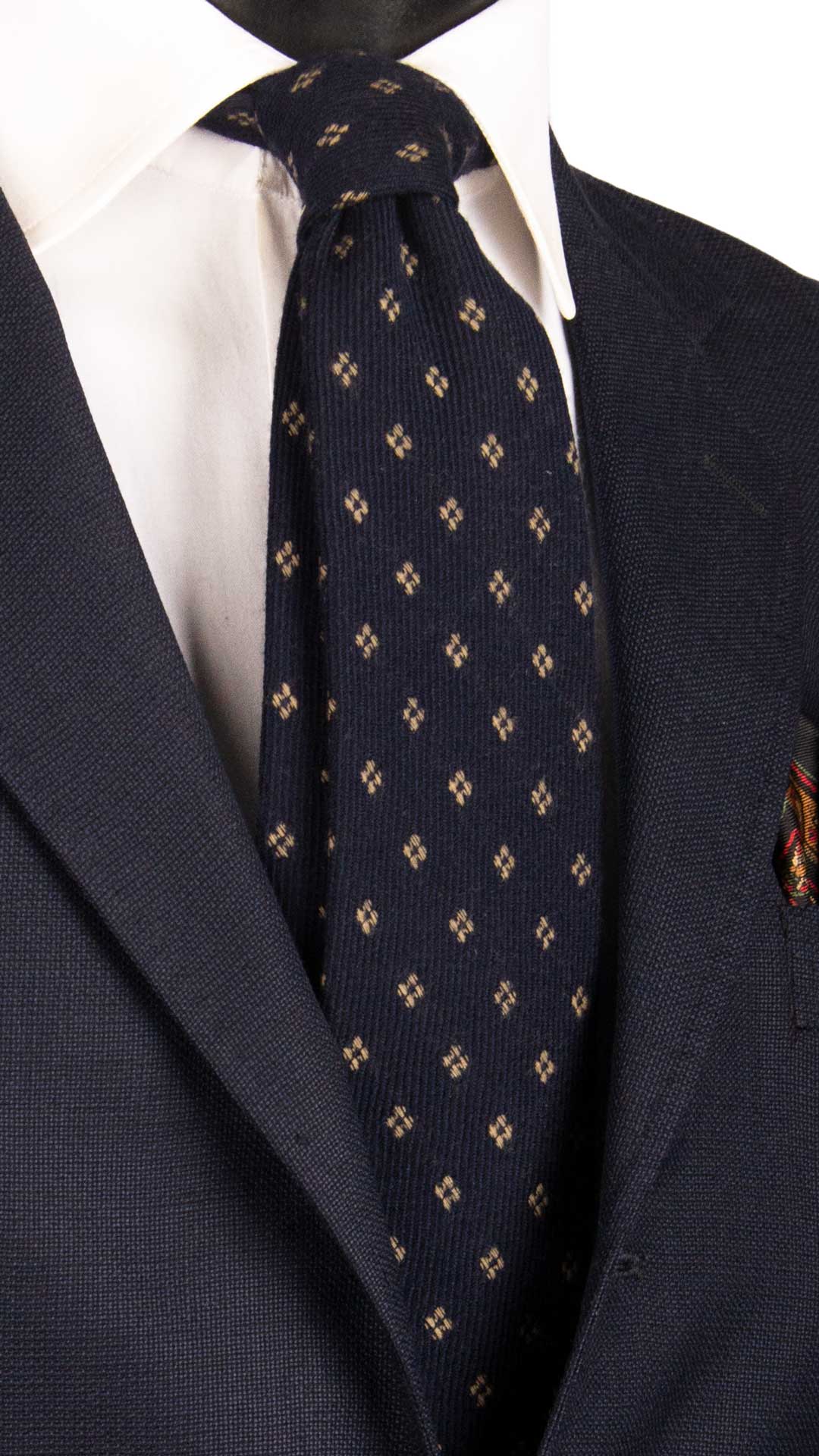 Cravatta-di-Lana-Blu-Fantasia-Beige-L1049