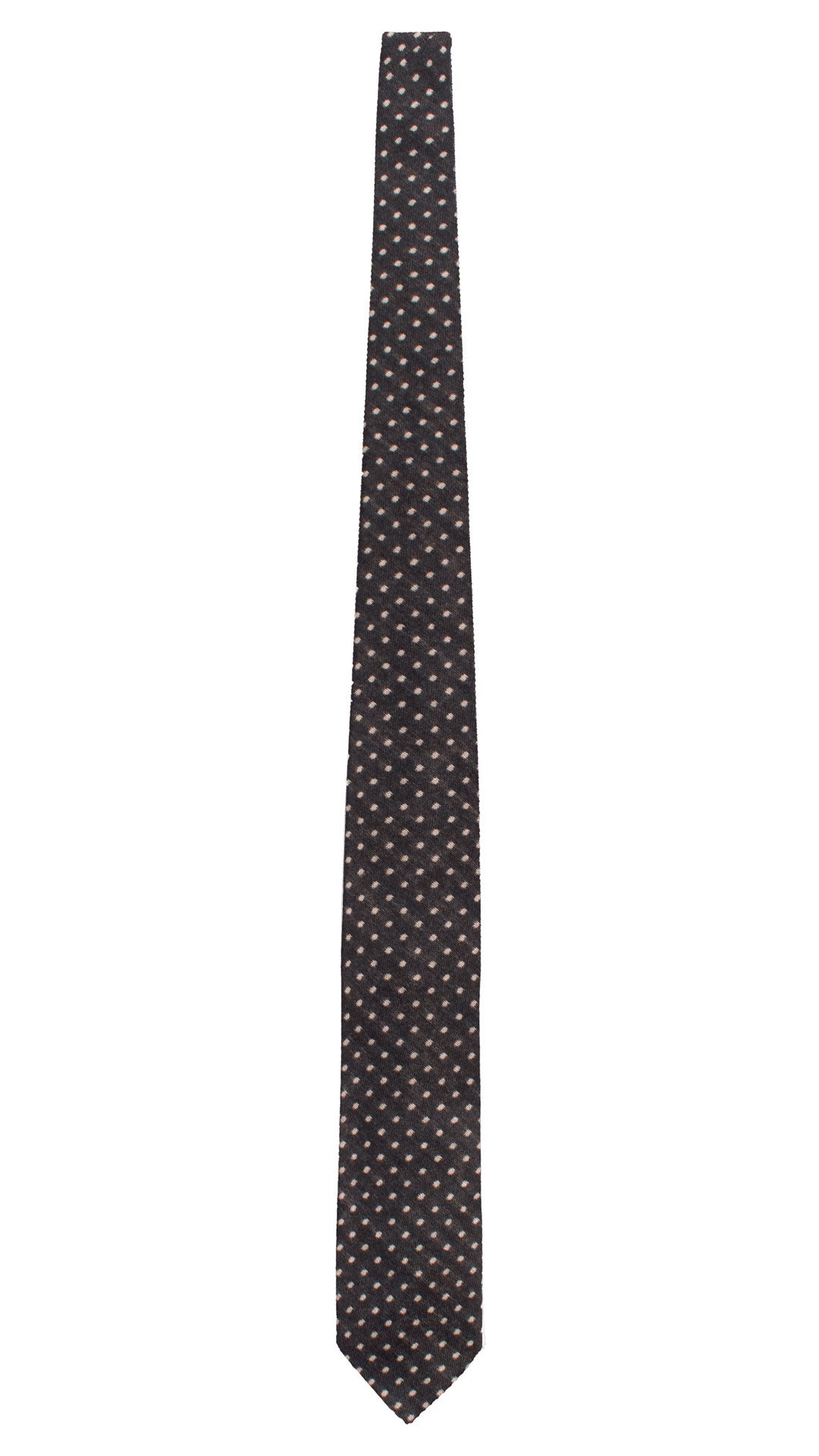 Cravatta in Lana Cashmere Blu Fantasia Bianco Sporco L1297 Made in Italy Graffeo Cravatte Intera