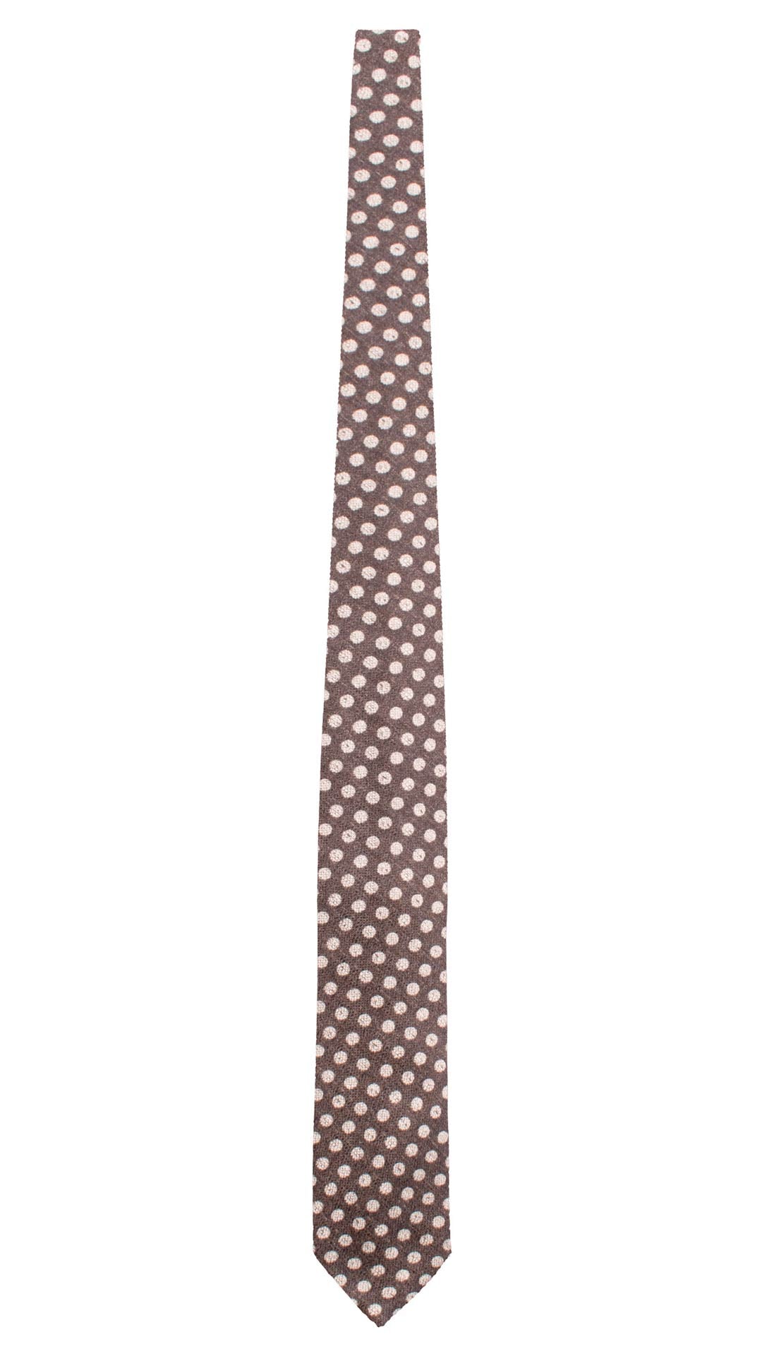 Cravatta in Lana Cashmere Marrone a Pois Grigi L1367 Made in Italy Graffeo Cravatte Intera