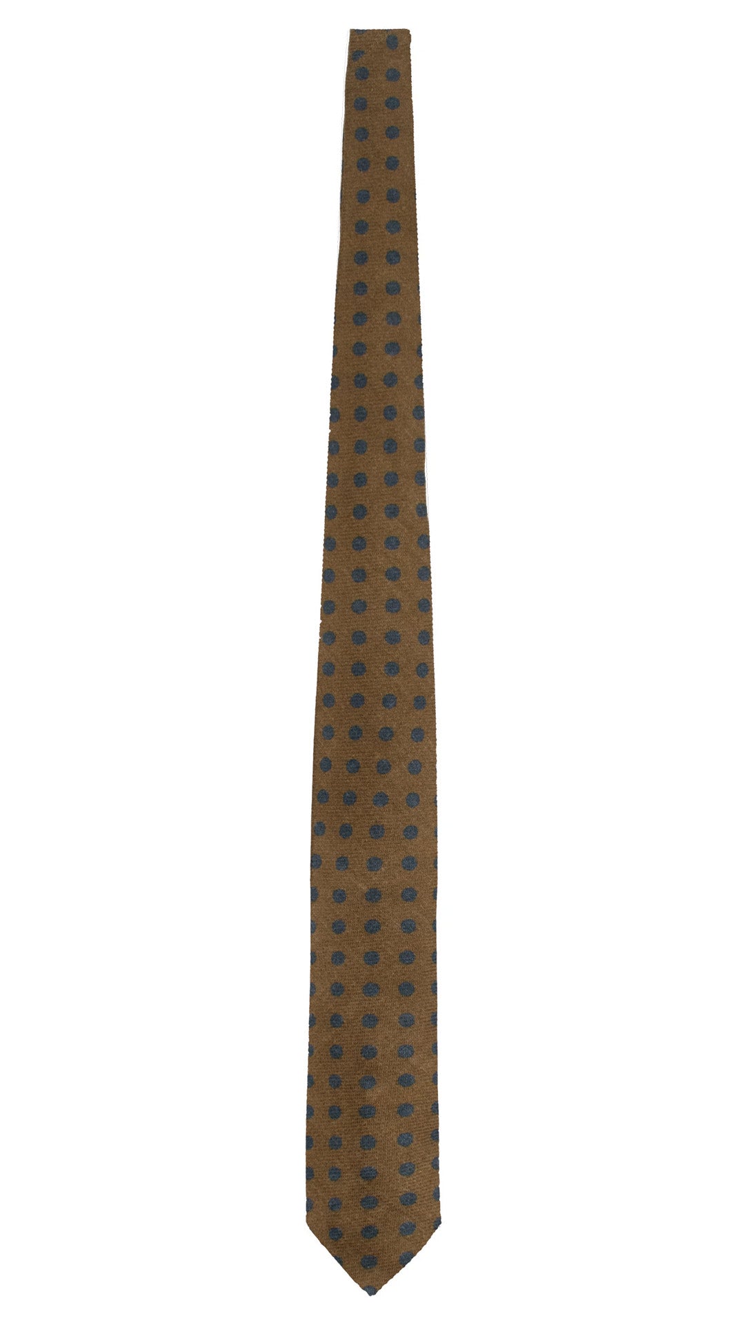 Cravatta in Lana Cashmere Verde a Pois Blu L1202 Made in Italy Graffeo Cravatte Intera