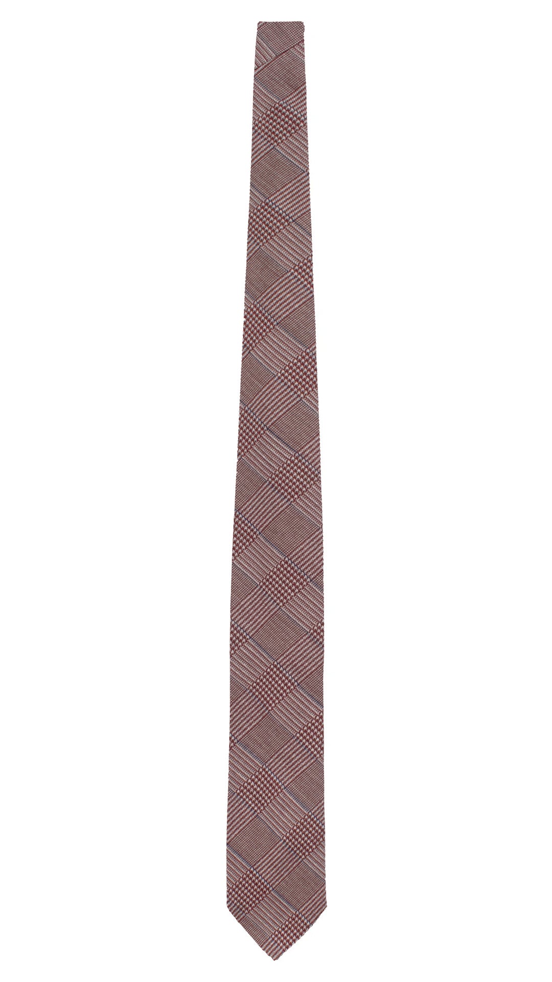 Cravatta in Lana Seta Bordeaux Principe di Galles Grigio Blu L1245 Made in Italy Graffeo Cravatte Intera