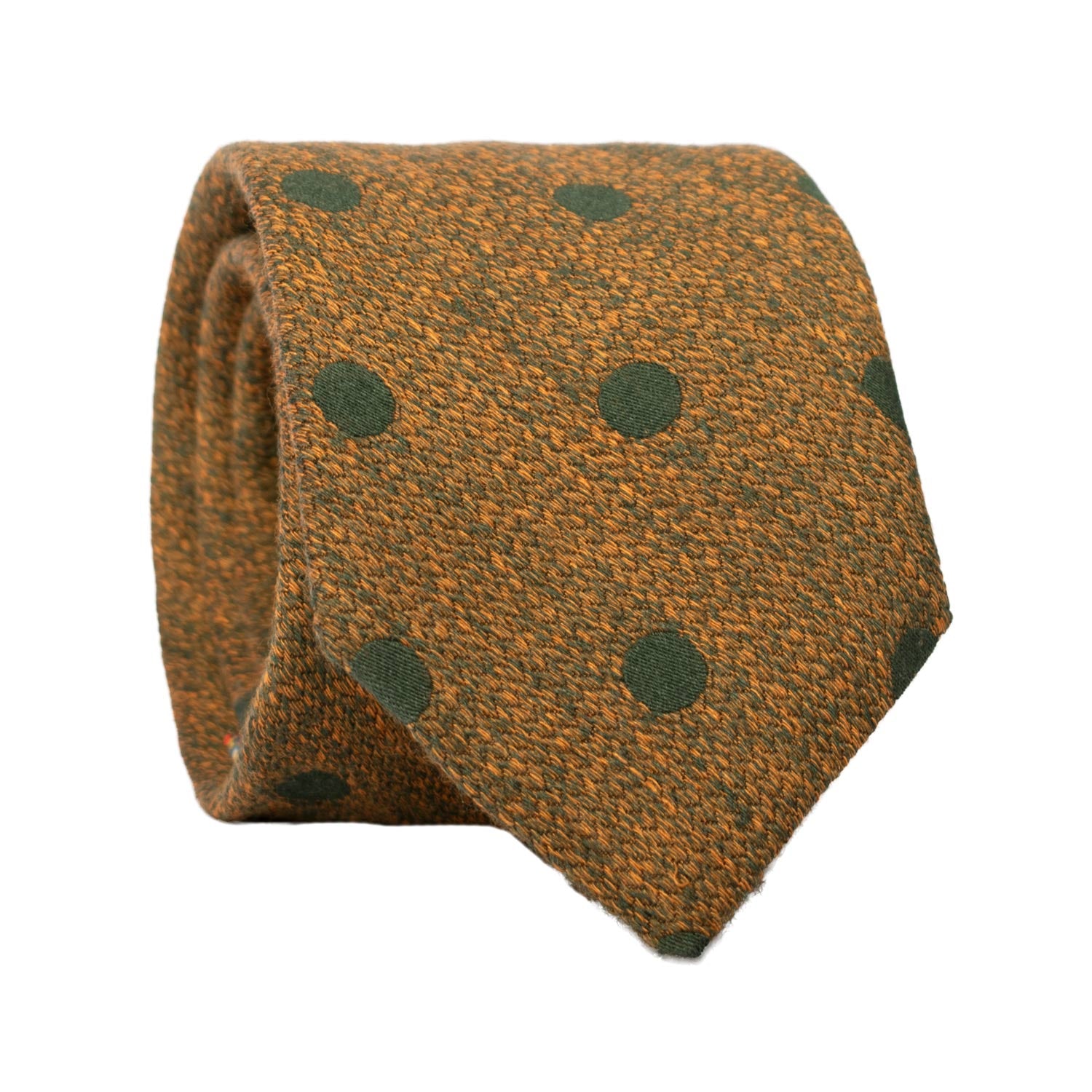 Cravatta-in-Lana-Seta-Ruggine-Verde-a-Pois-Verde-L1144
Rotolo
