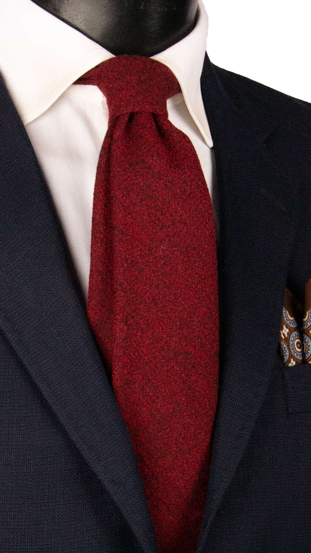 Cravatta in Lana Seta Fiammata Rosso Bordeaux L1265 Made in Italy Graffeo Cravatte