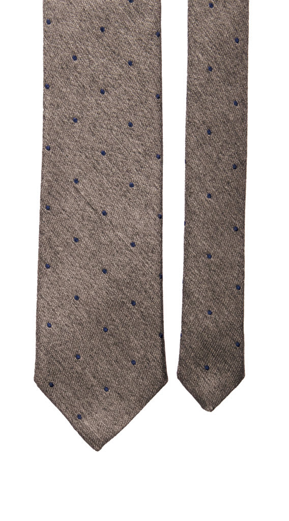 Cravatta in Lana Seta Grigia a Pois Bluette Made in Italy Graffeo Cravatte Pala