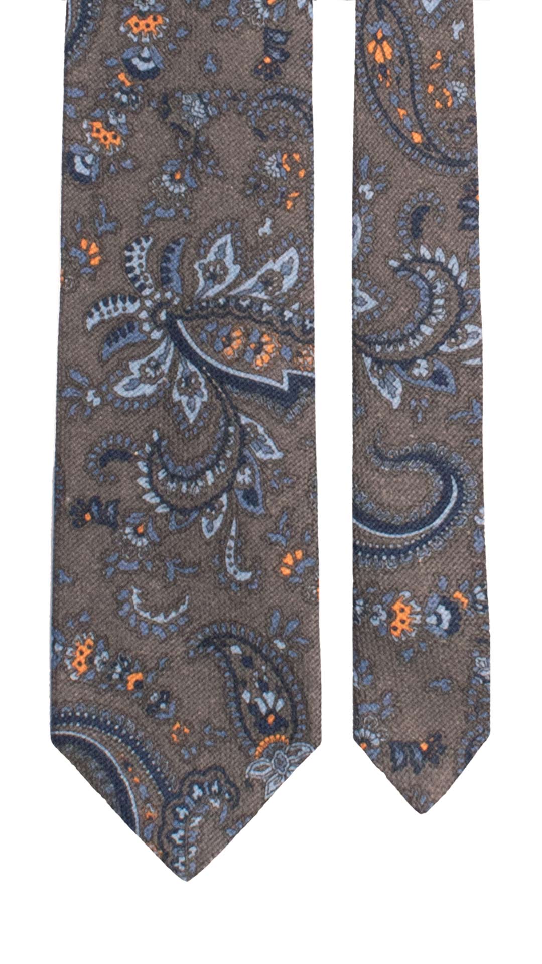 Cravatta in Lana Seta Grigio Antracite Paisley Multicolor L1380 Made in Italy Graffeo Cravatte Pala