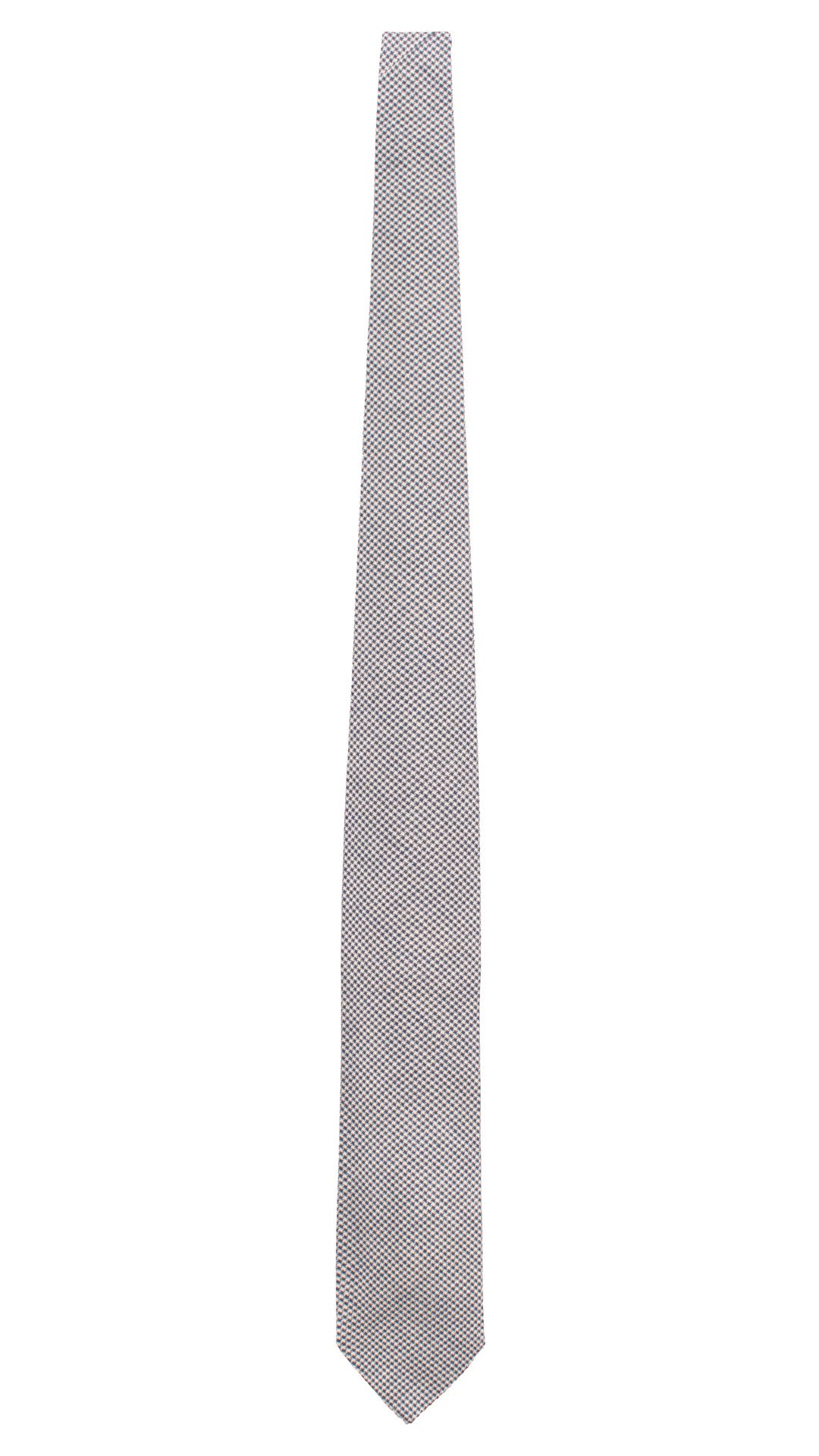 Cravatta in Lana Seta Pied de Poule Bianco Blu Navy L1362 Made in Italy Graffeo Cravatte Intera
