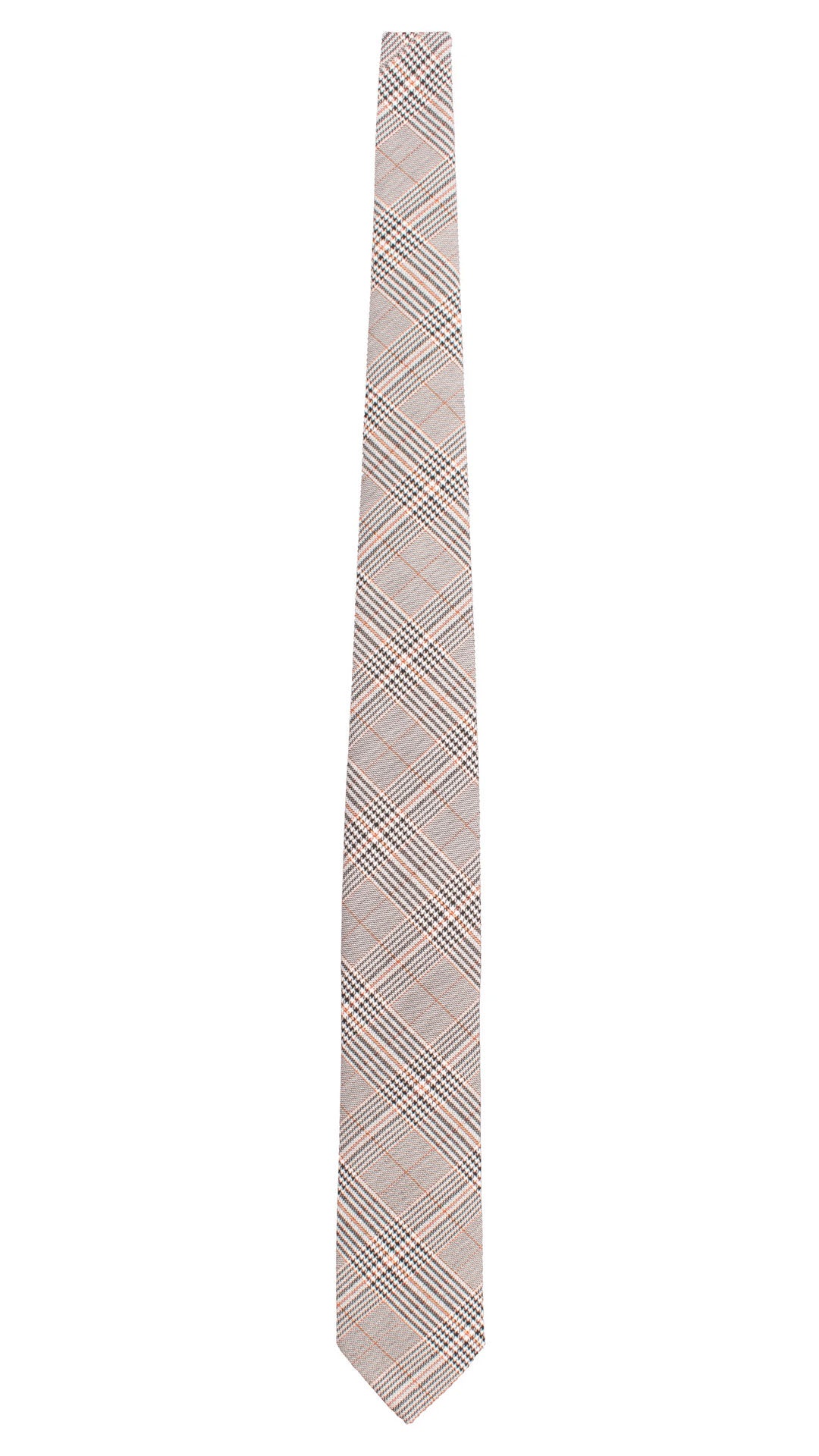 Cravatta in Lana Seta Principe di Galles Grigio Nero Bianco Arancione L1312 Made in Italy Graffeo Cravatte Intera