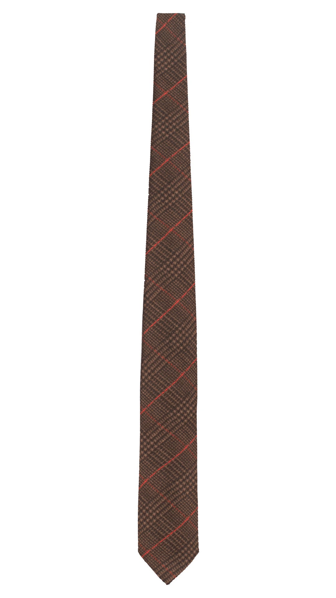 Cravatta in Lana Seta Principe di Galles Marrone Rosso L1318 Made in Italy Graffeo Cravatte Intera