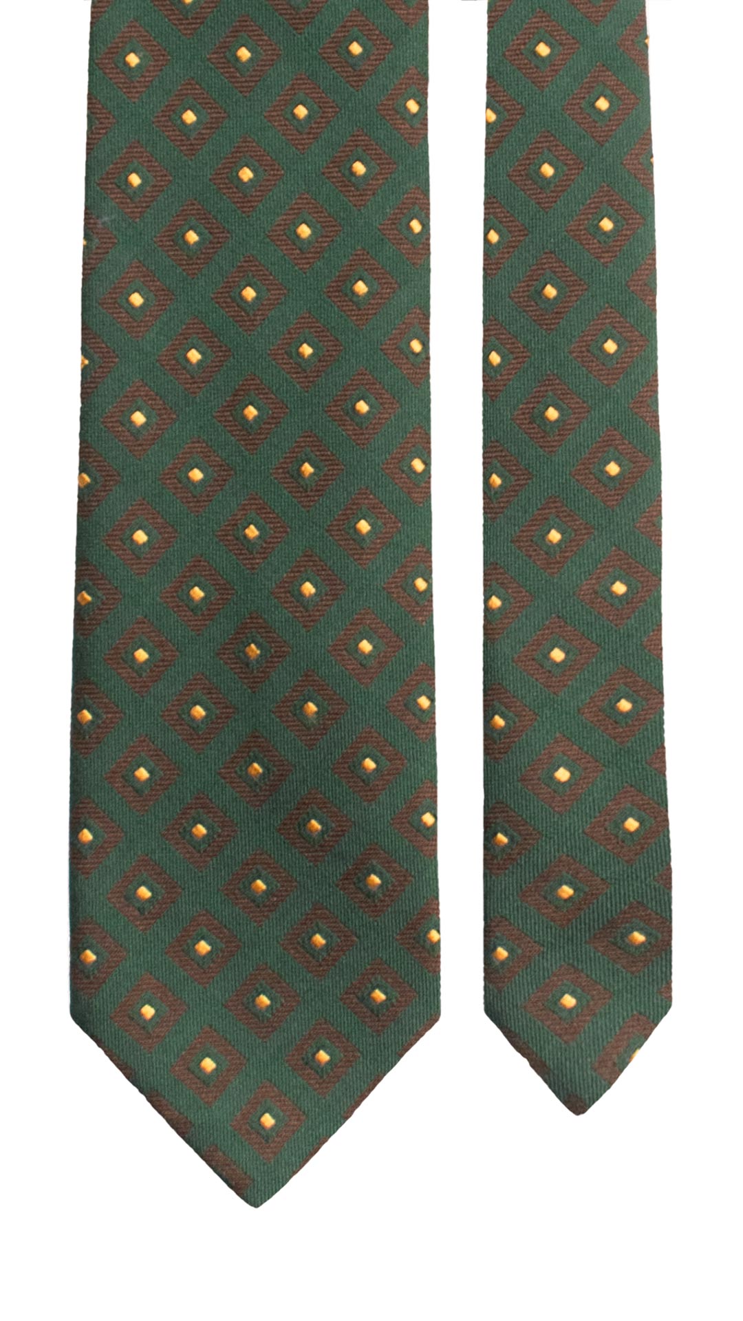 Cravatta in Lana Seta Verde Fantasia Marrone Giallo L1354 Made in Italy Graffeo Cravatte Pala