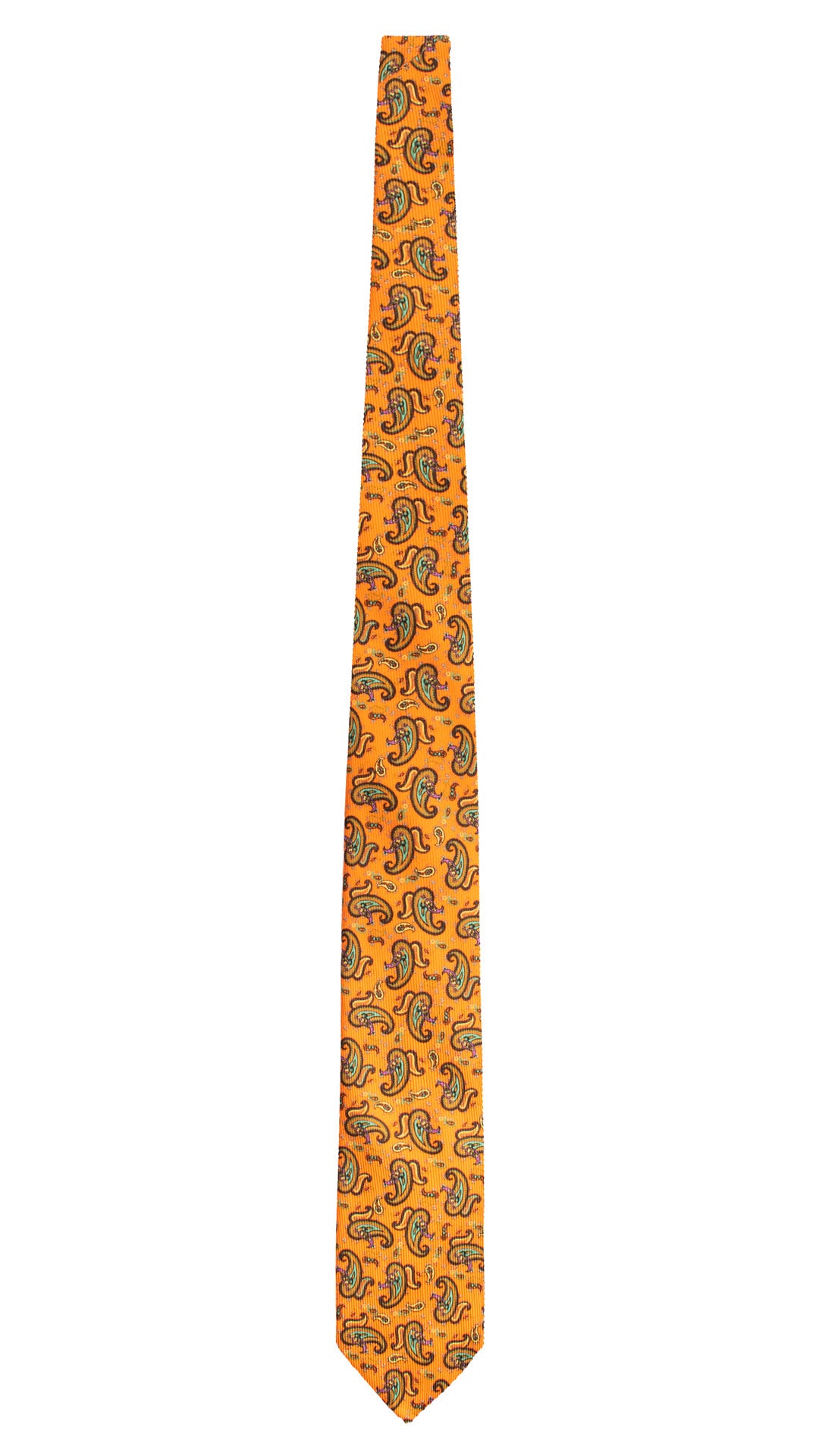Cravatta in Saia di Seta Arancione Paisley Multicolor SA36 Made in Italy Graffeo Cravatte Intera