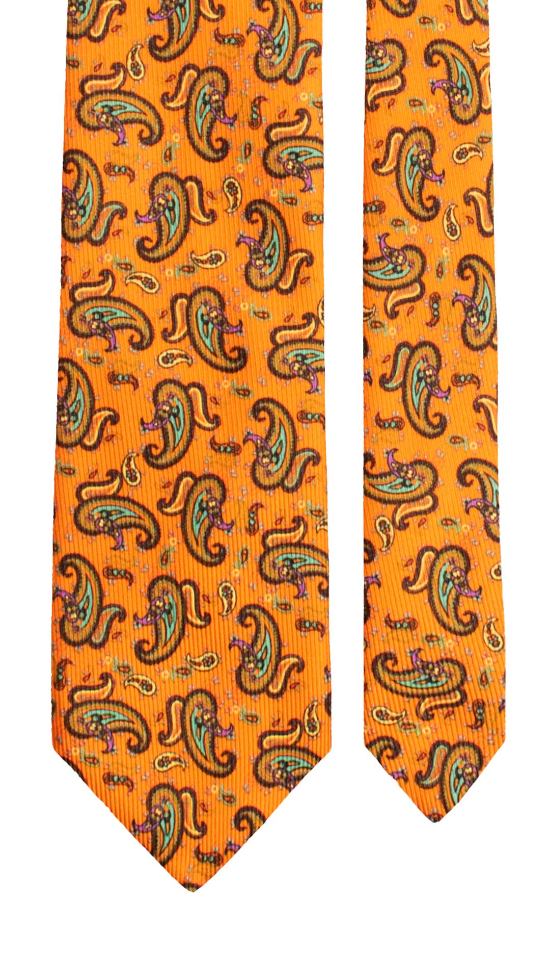 Cravatta in Saia di Seta Arancione Paisley Multicolor SA36 Made in Italy Graffeo Cravatte Pala