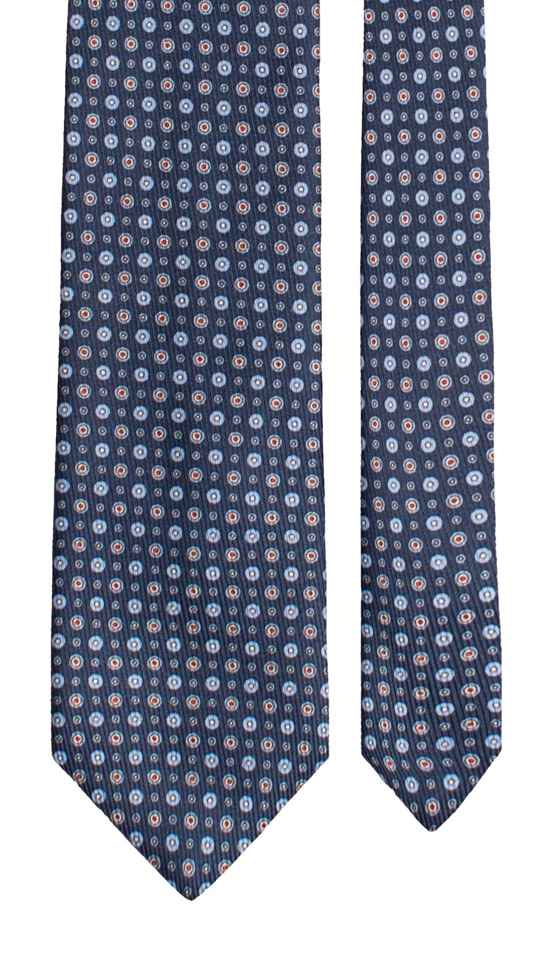 Cravatta in Saia di Seta Blu Fantasia Azzurro Bianco Rosso SA107 Graffeo Cravatte Made in Italy Pala