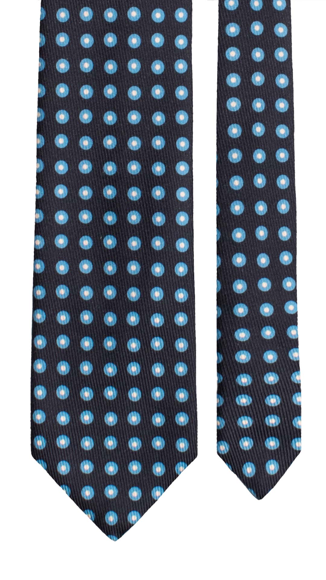 Cravatta in Saia di Seta Blu Fantasia Celeste Bianco SA74 Made in Italy Graffeo Cravatte Pala