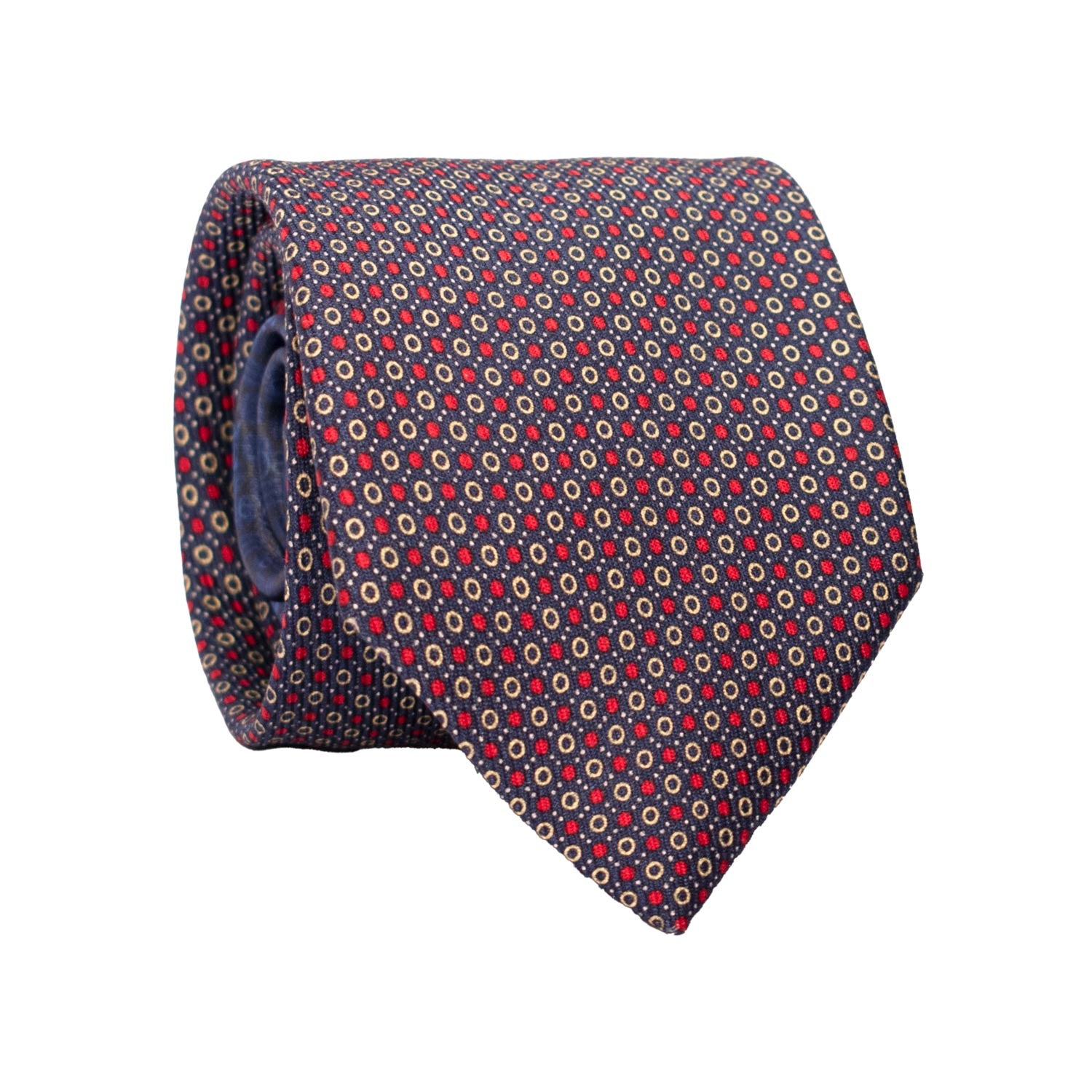 Cravatta in Saia di Seta Blu Fantasia Multicolor Nodo in Contrasto Blu a Fiori Rossi Bluette Arancioni N3249 Made in Italy Graffeo Cravatte Rotolo