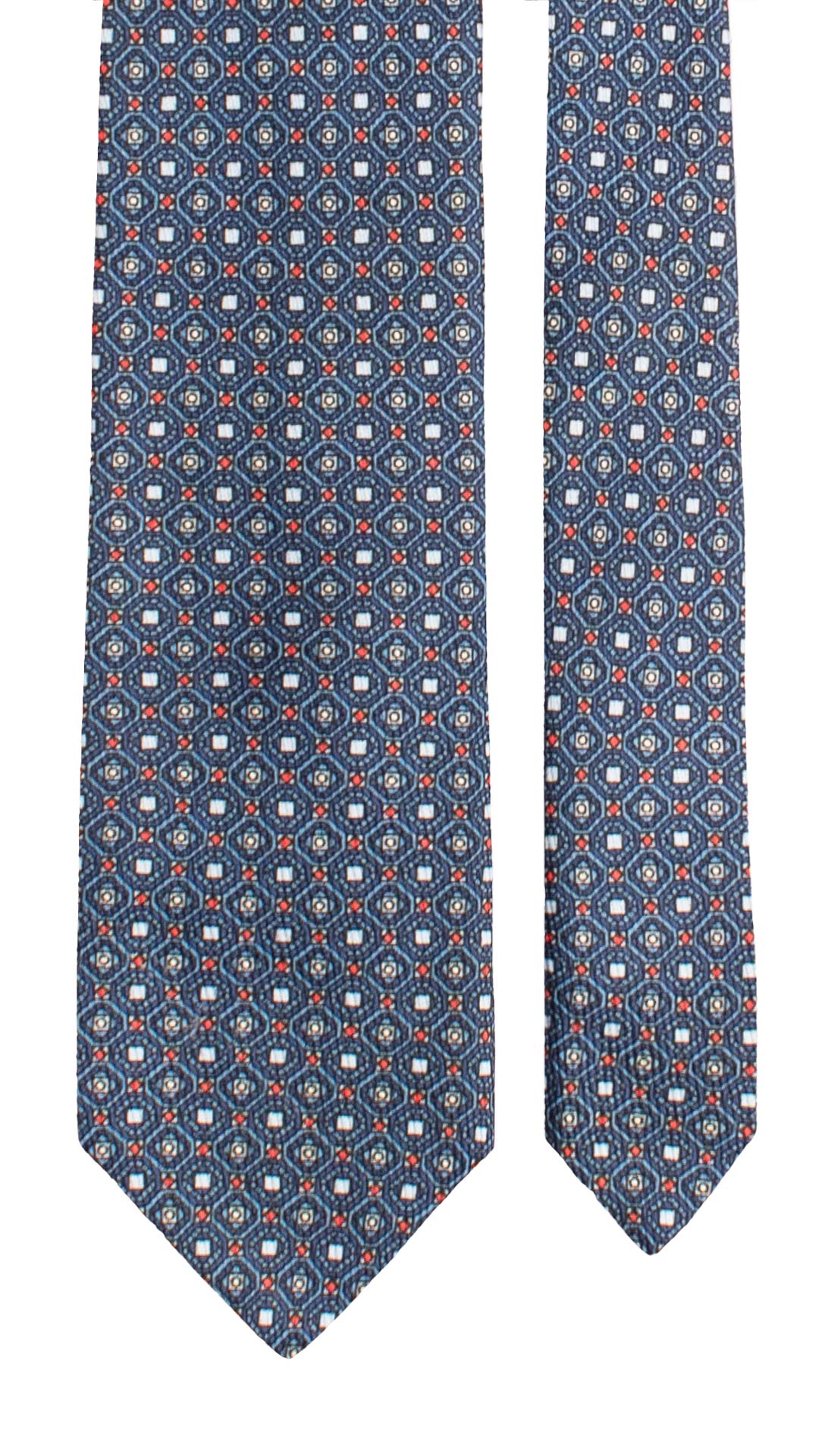 Cravatta in Saia di Seta Blu Fantasia Multicolor SA112 Made in Italy Graffeo Cravatte Pala