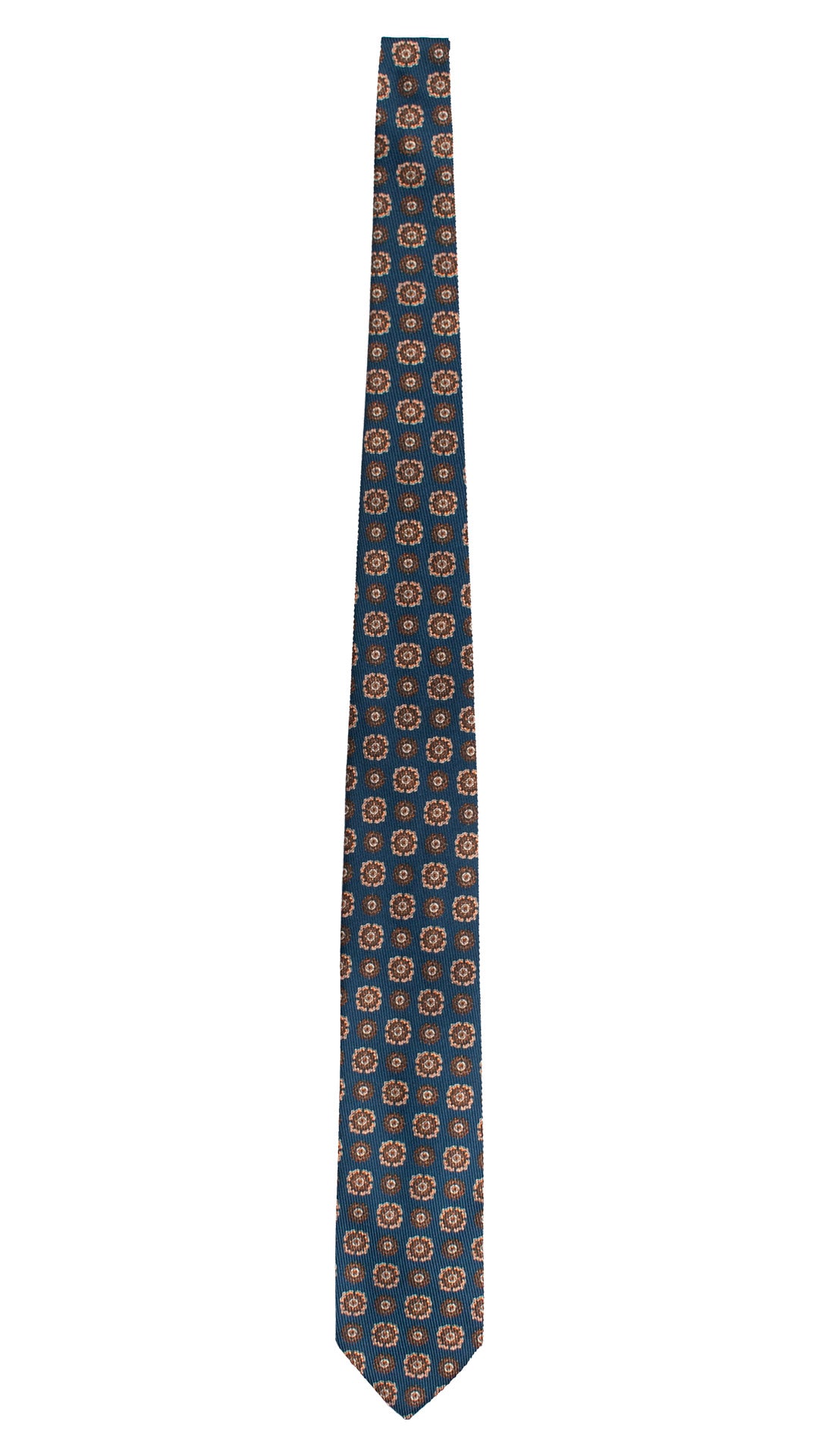 Cravatta in Saia di Seta Blu Fantasia Multicolor SA117 Made in Italy Graffeo Cravatte Intera
