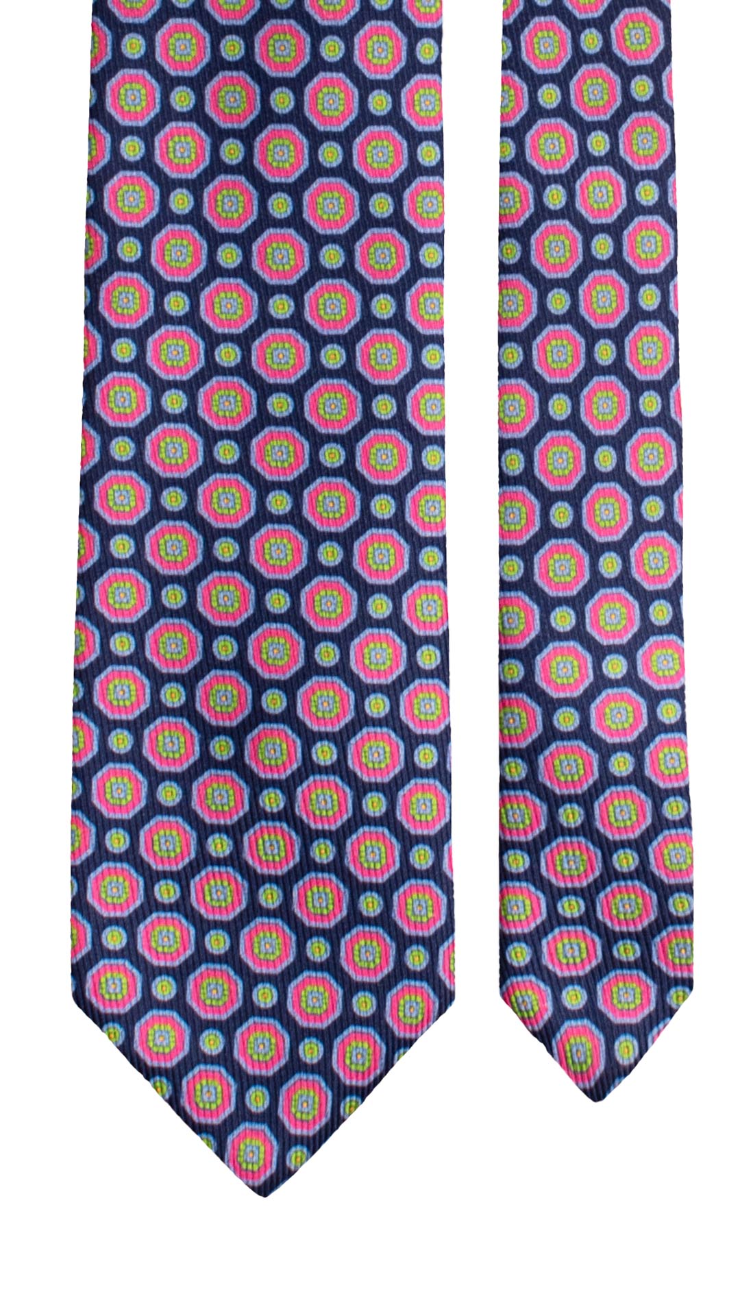 Cravatta in Saia di Seta Blu Fantasia Multicolor SA14 Made in Italy Graffeo Cravatte Pala