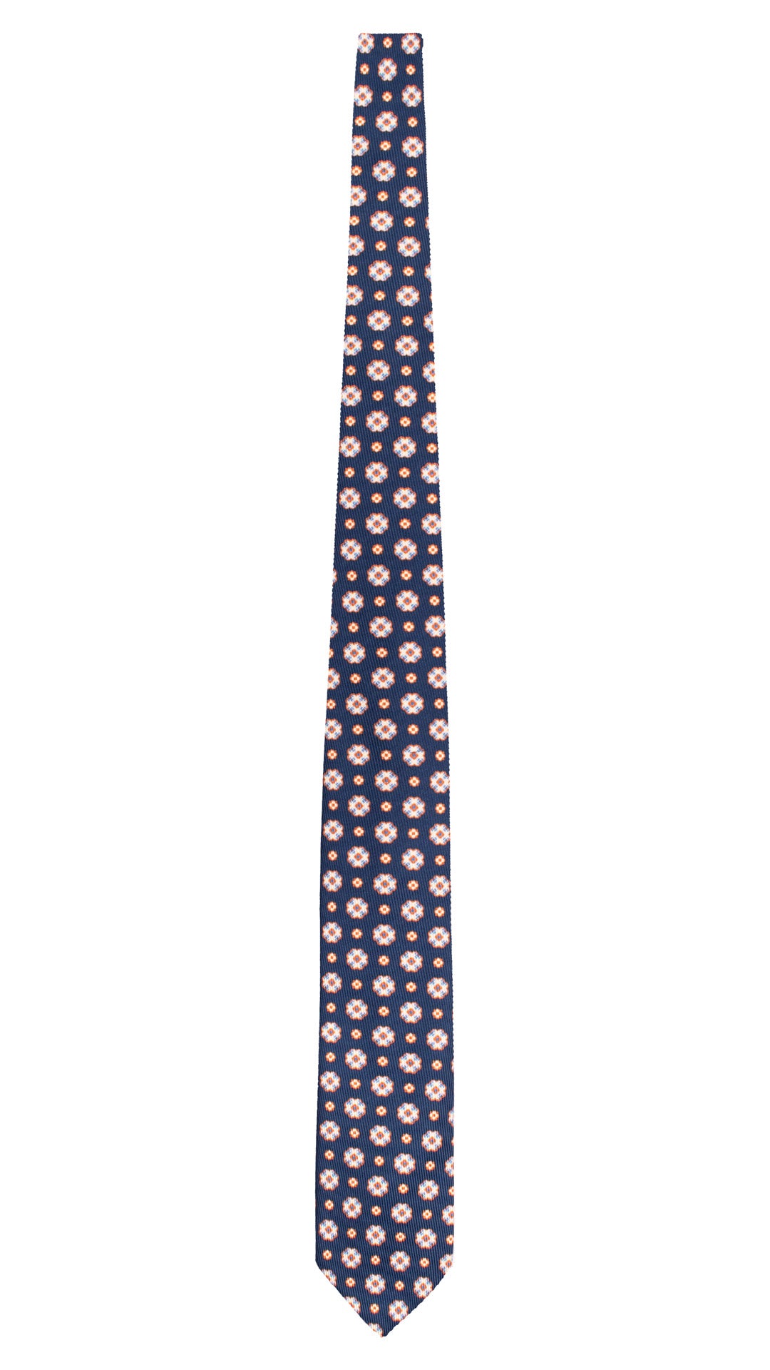 Cravatta in Saia di Seta Blu Navy Fantasia Multicolor SA102 Made in Italy Graffeo Cravatte Intera
