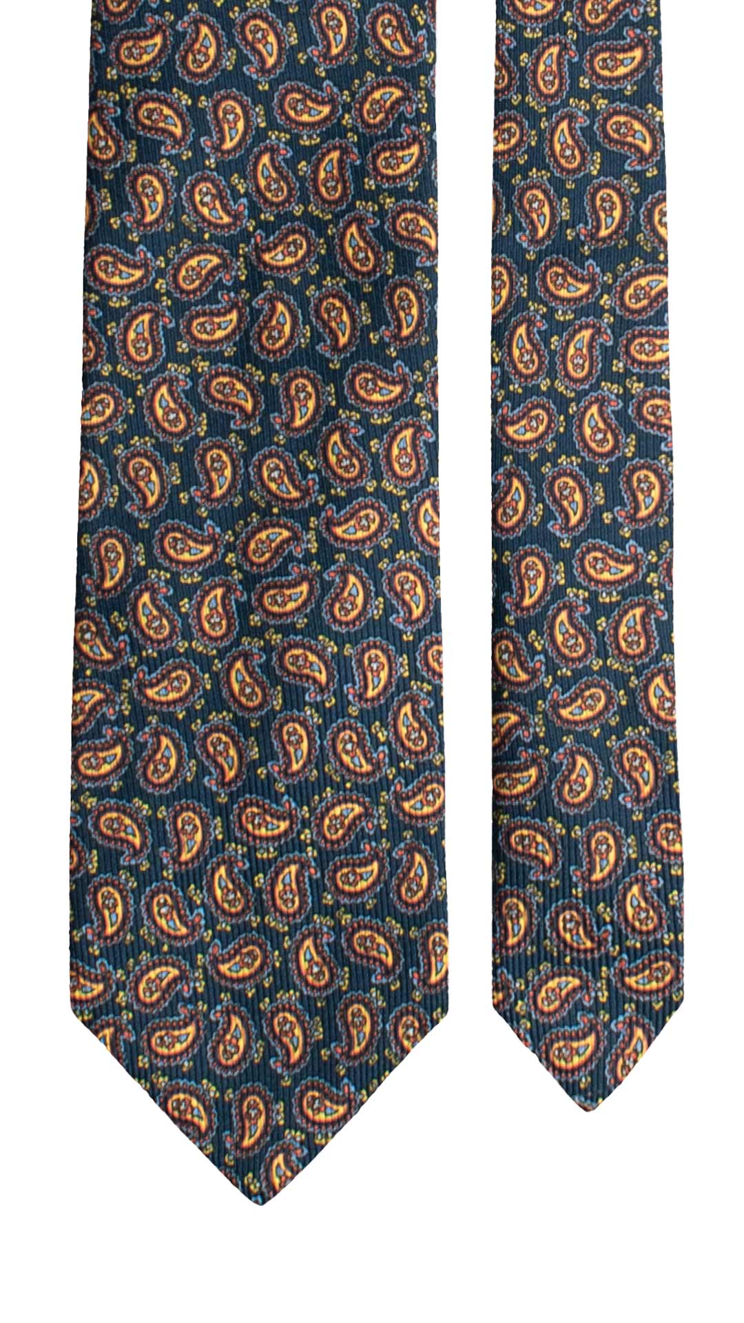 Cravatta in Saia di Seta Blu Navy Paisley Multicolor SA29 Made in Italy Graffeo Cravatte Pala