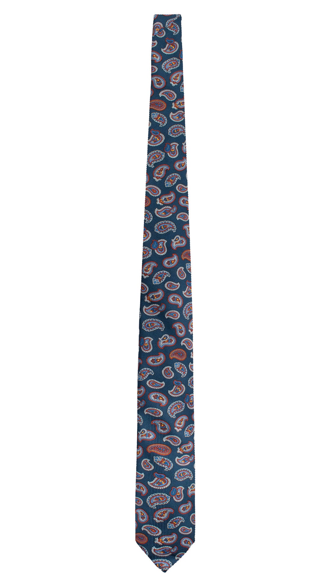 Cravatta in Saia di Seta Blu Navy Paisley Multicolor SA41 Made in Italy Graffeo Cravatte Intera