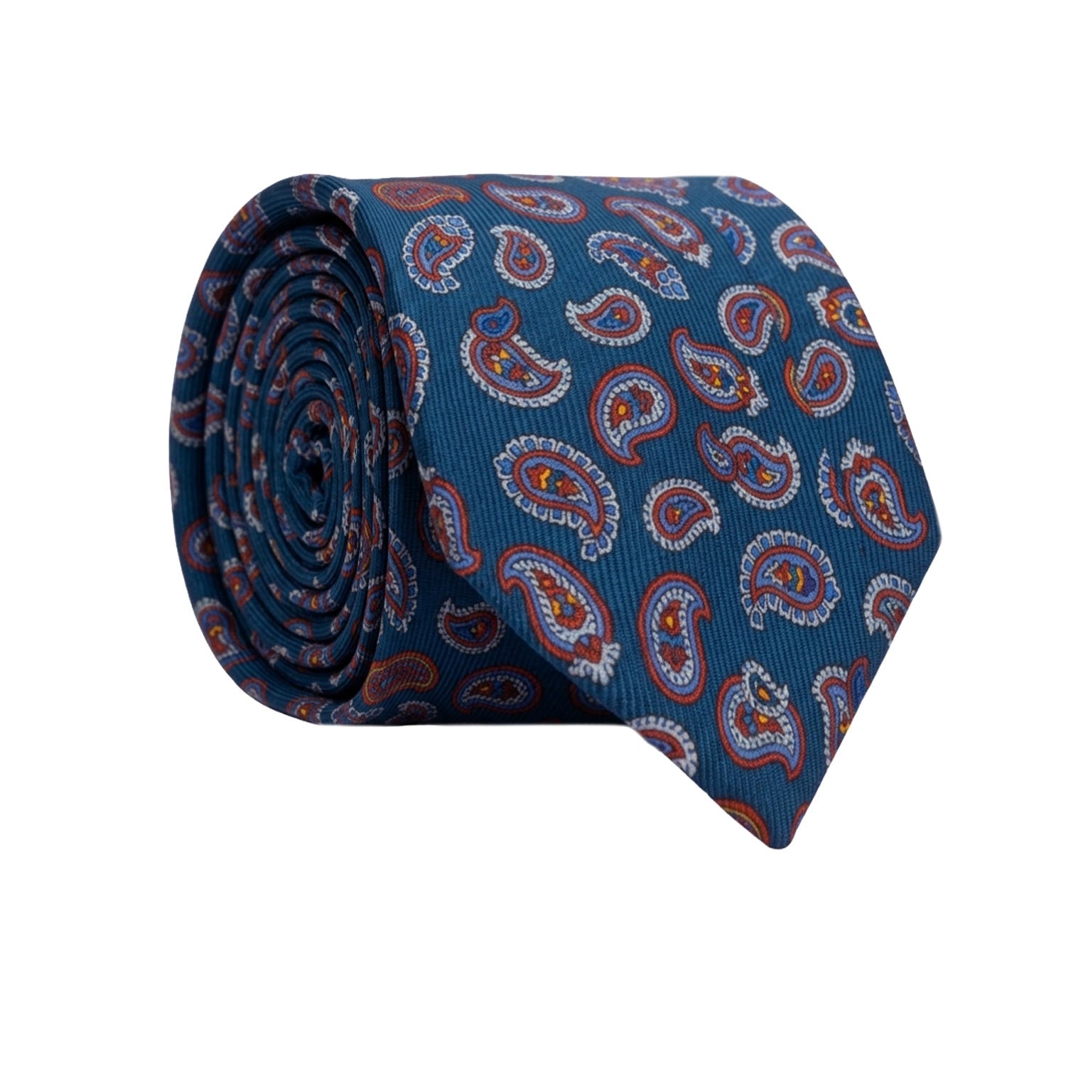 Cravatta in Saia di Seta Blu Navy Paisley Multicolor SA41 Made in Italy Graffeo Cravatte Rotolo