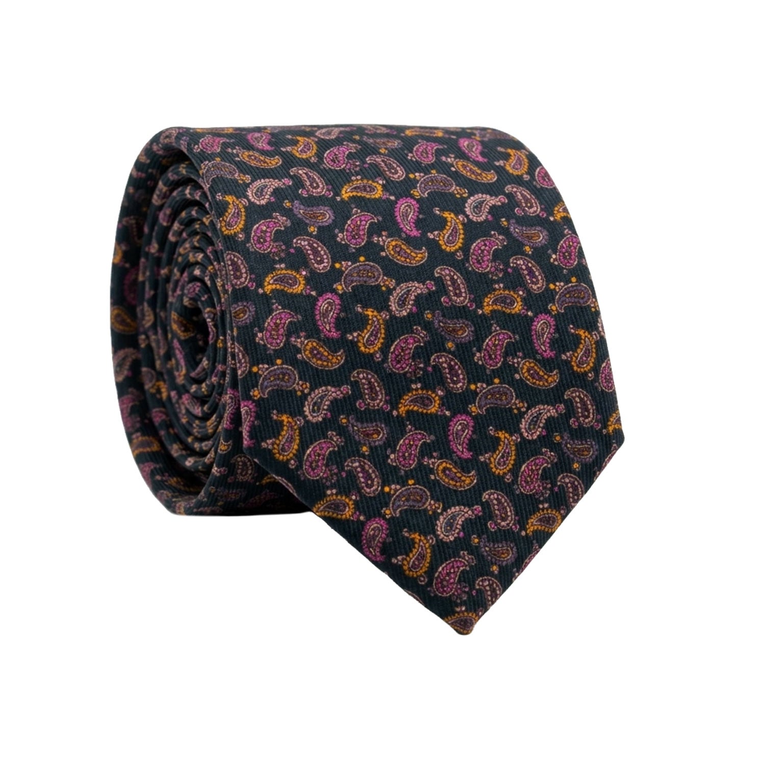 Cravatta in Saia di Seta Blu Paisley Multicolor SA28 Made in Italy Graffeo Cravatte Rotolo