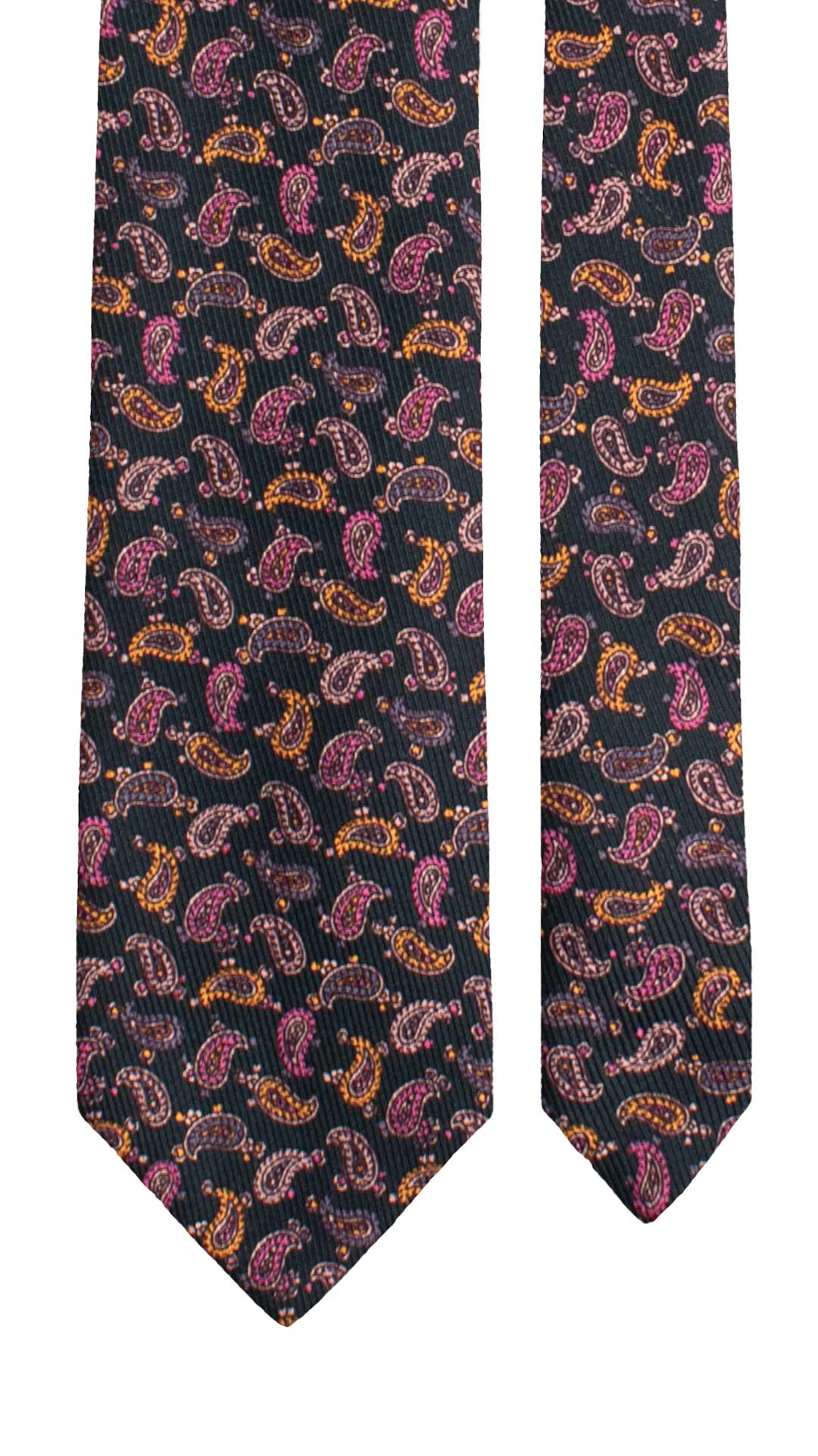Cravatta in Saia di Seta Blu Paisley Multicolor SA28 Made in Italy Graffeo Cravatte Pala