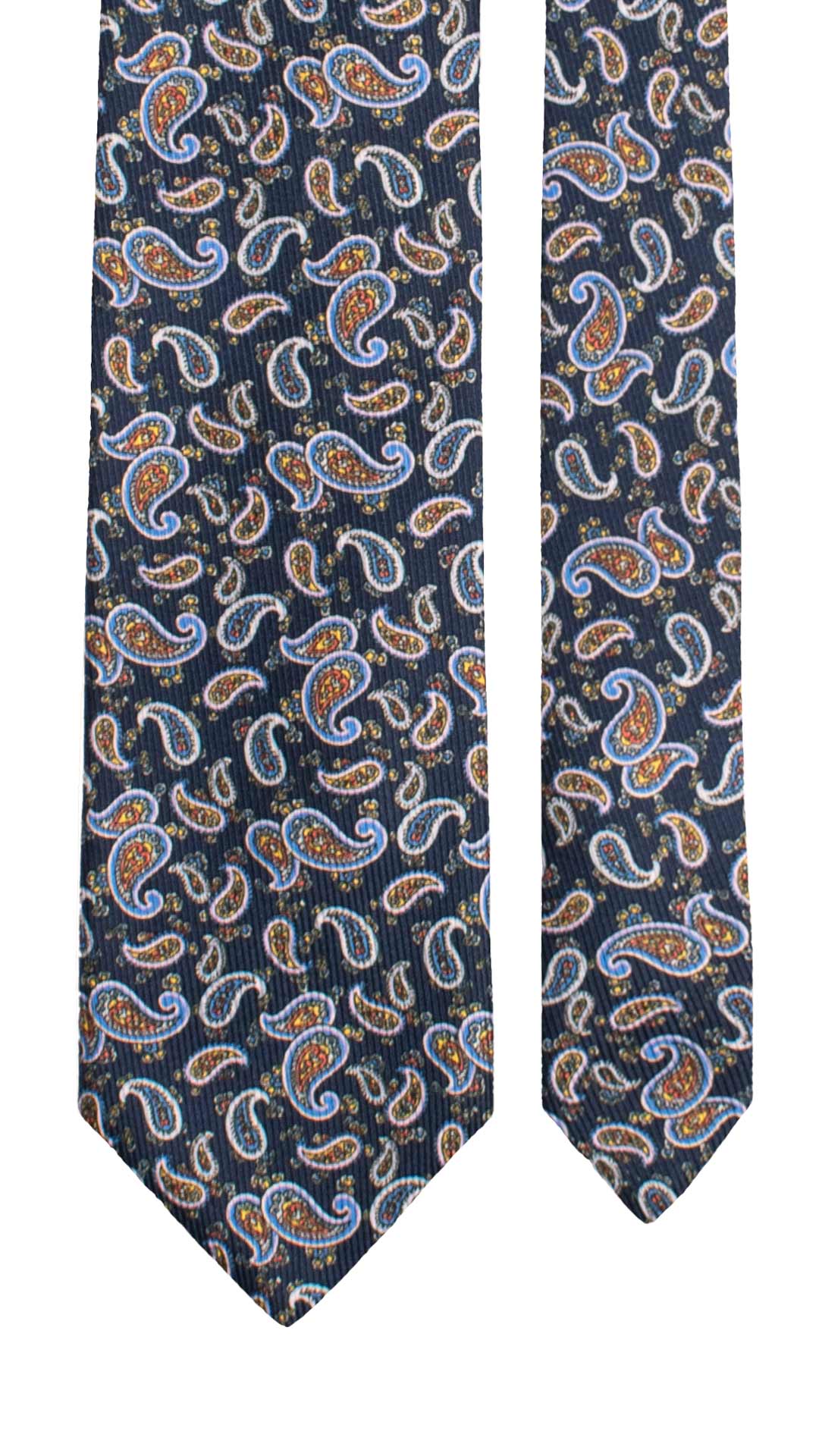 Cravatta in Saia di Seta Blu Paisley Multicolor SA31 Made in Italy Graffeo Cravatte Pala