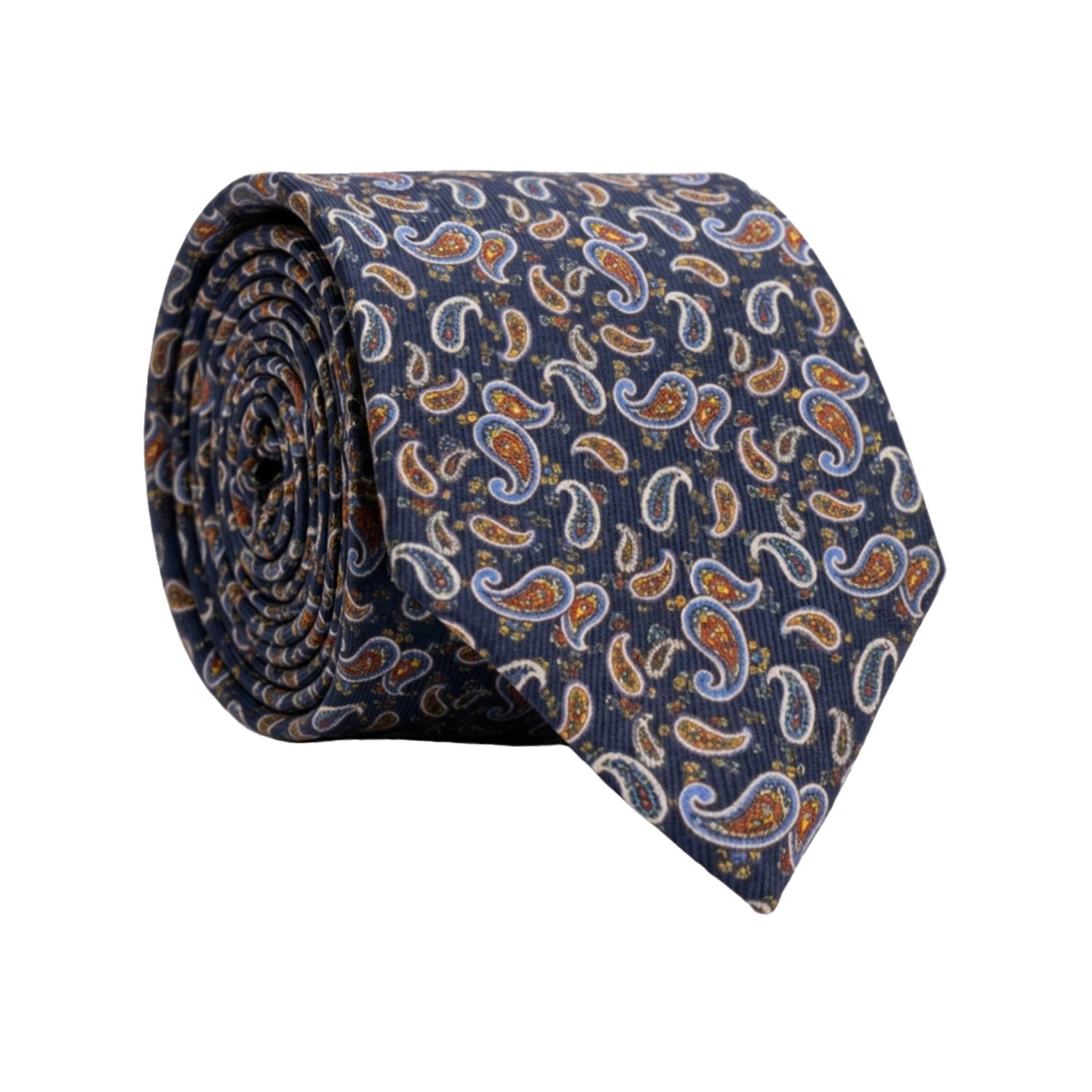 Cravatta in Saia di Seta Blu Paisley Multicolor SA31 Made in Italy Graffeo Cravatte Rotolo
