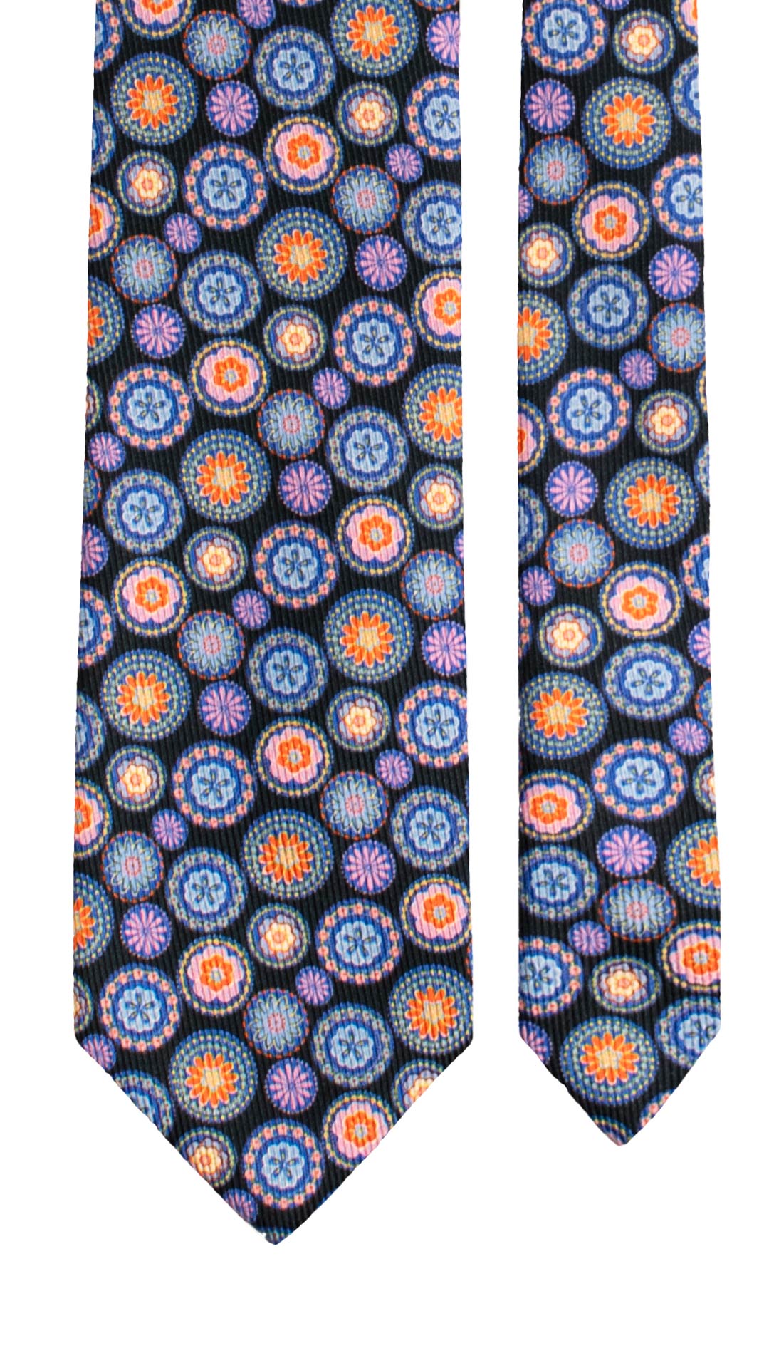 Cravatta in Saia di Seta Blu a Fiori Multicolor SA20 Made in Italy Graffeo Cravatte Pala