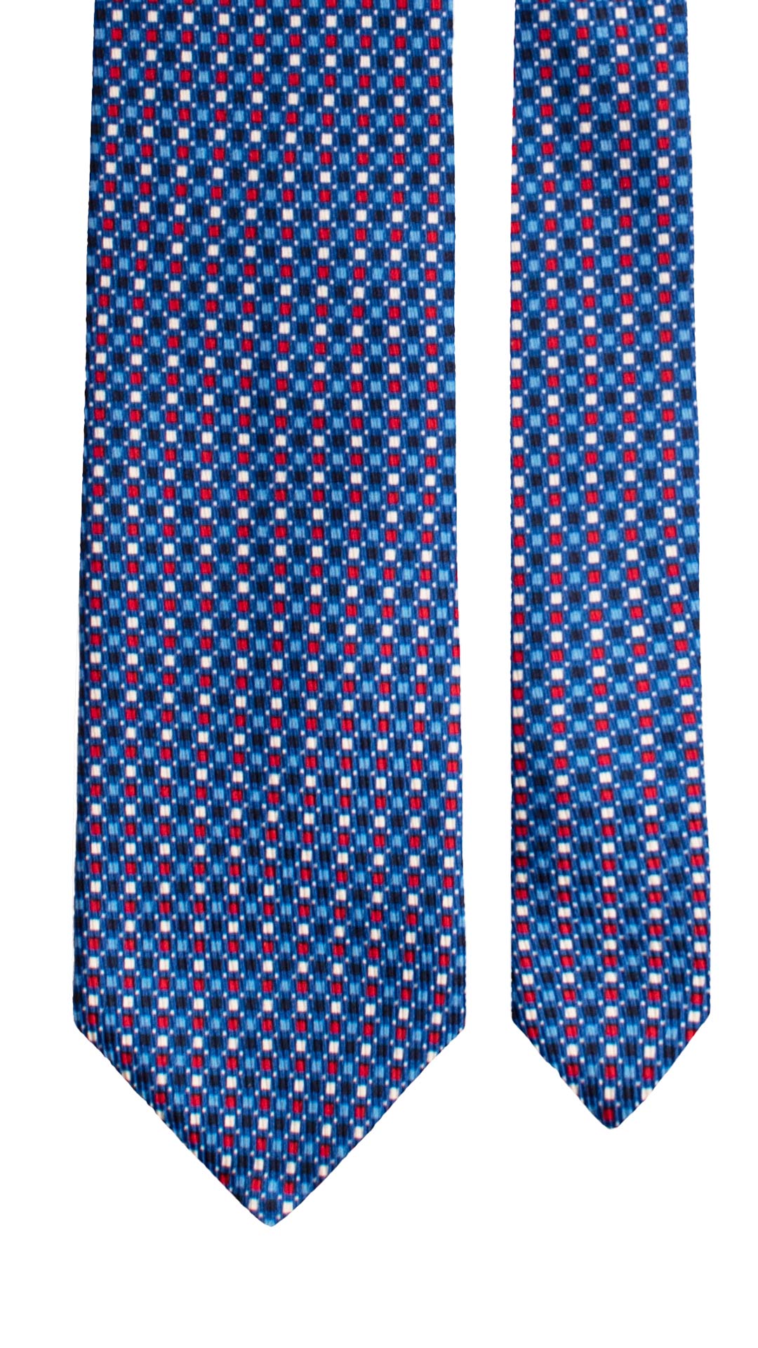 Cravatta in Saia di Seta Bluette Fantasia Multicolor SA3 Made in Italy Graffeo Cravatte Pala