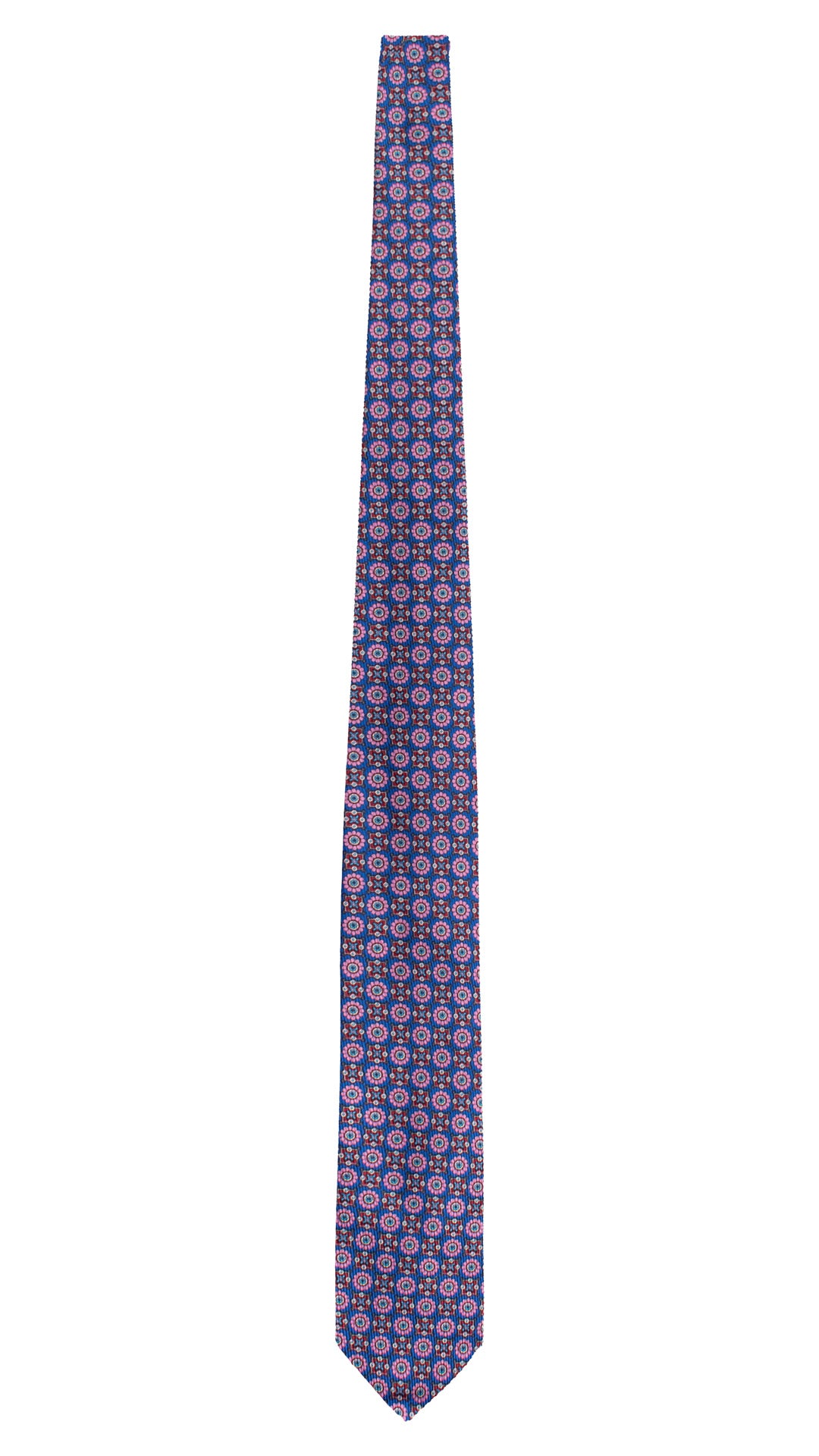 Cravatta in Saia di Seta Bluette Fantasia Multicolor SA99 Made in Italy Graffeo Cravatte Intera