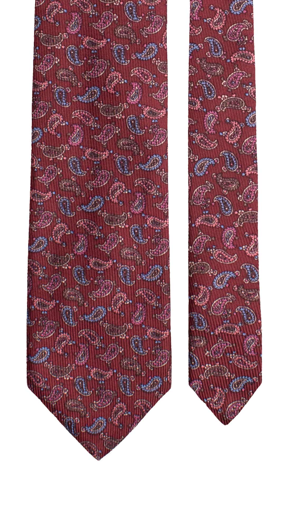 Cravatta in Saia di Seta Bordeaux Paisley Multicolor SA27 Made in Italy Graffeo Cravatte Pala