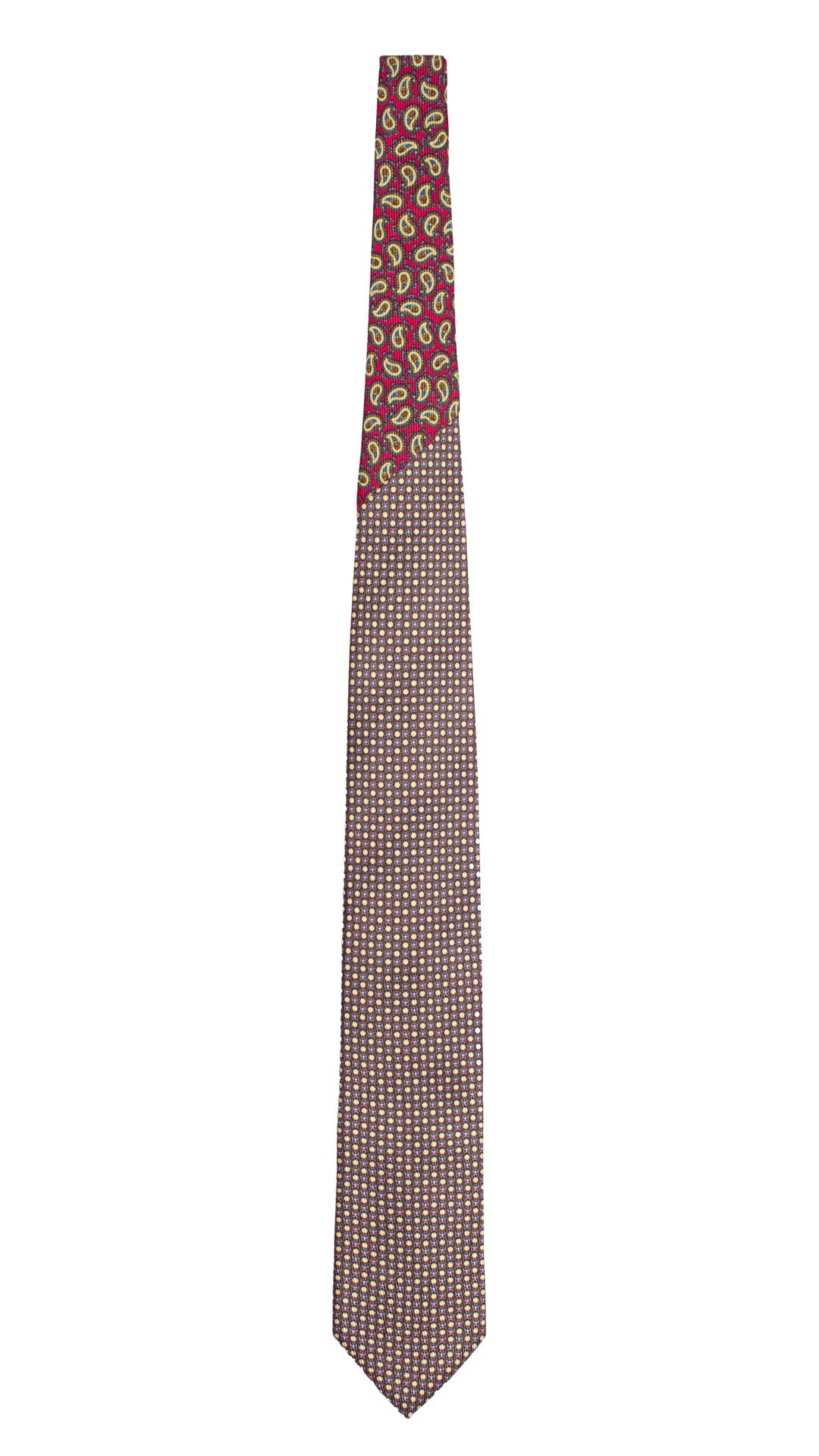 Cravatta in Saia di Seta Fantasia Multicolor Nodo in Contrasto Fucsia Paisley Multicolor N3250 Made in Italy Graffeo Cravatte Intera