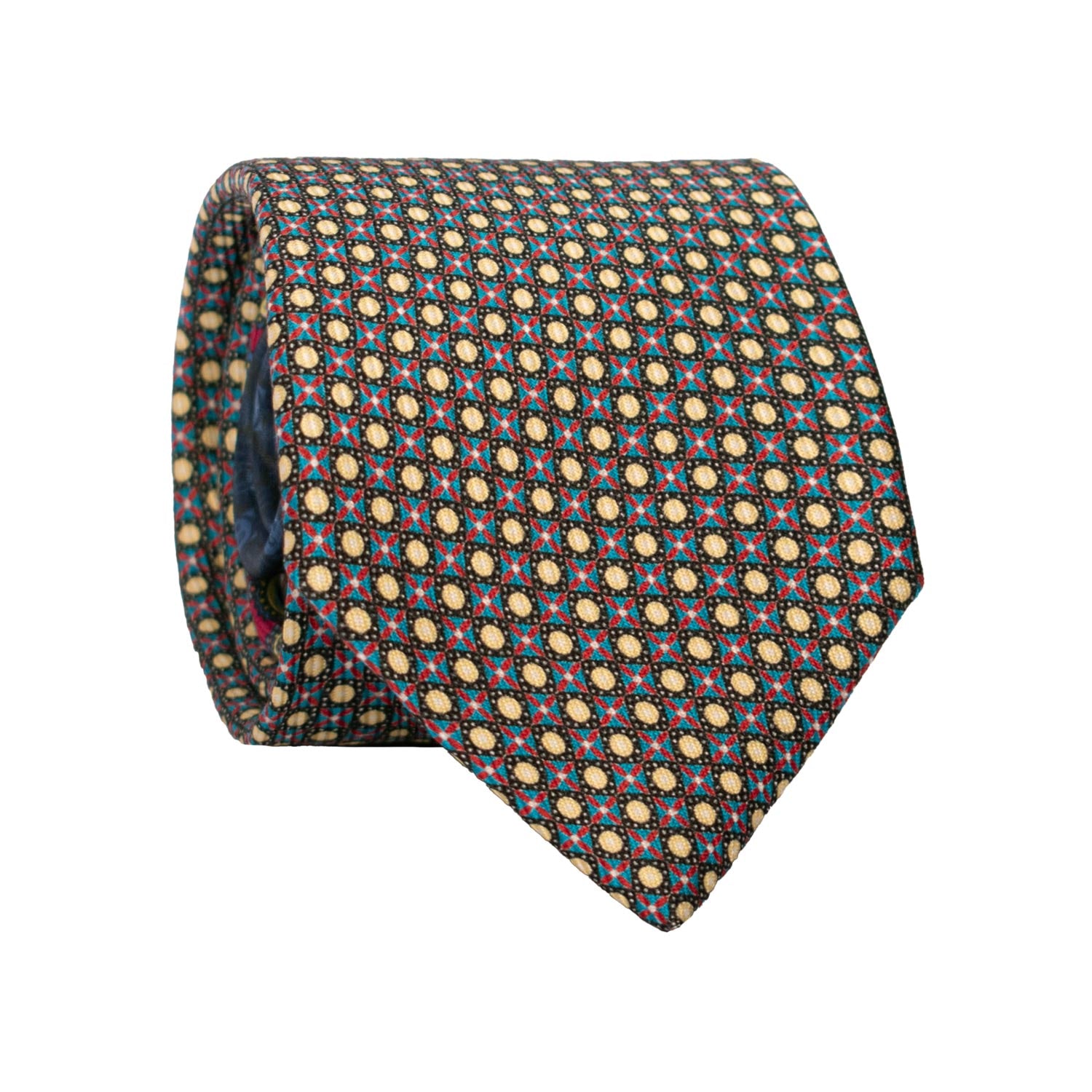 Cravatta in Saia di Seta Fantasia Multicolor Nodo in Contrasto Fucsia Paisley Multicolor N3250 Made in Italy Graffeo Cravatte Rotolo